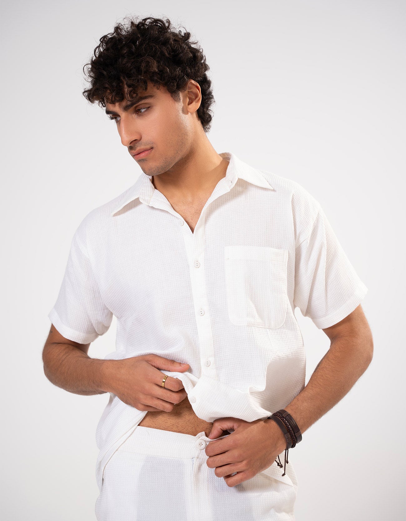 WAFFLE TEXTURED RELAXED PANTS