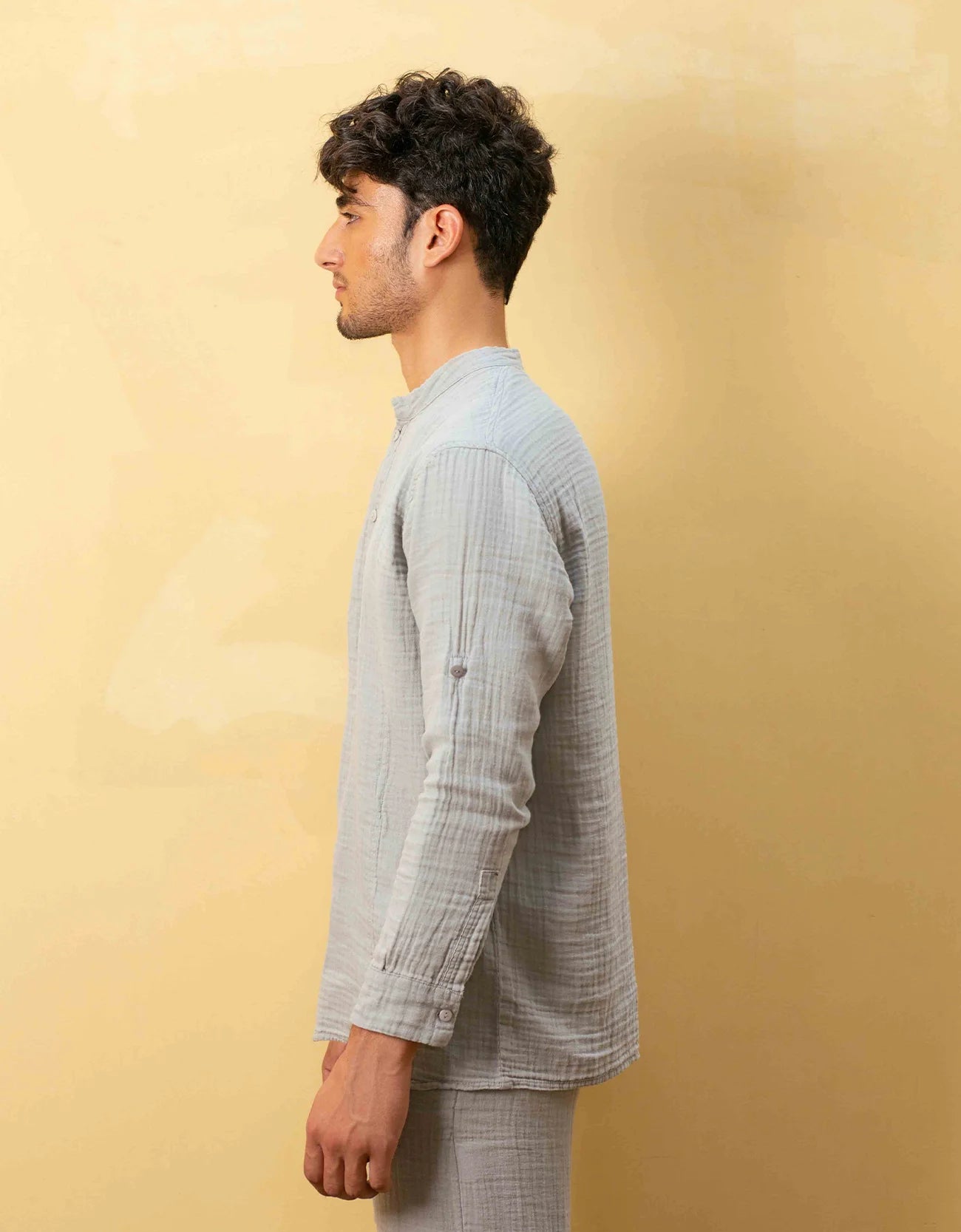 MANDARIN COLLAR MUSLIN SHIRT