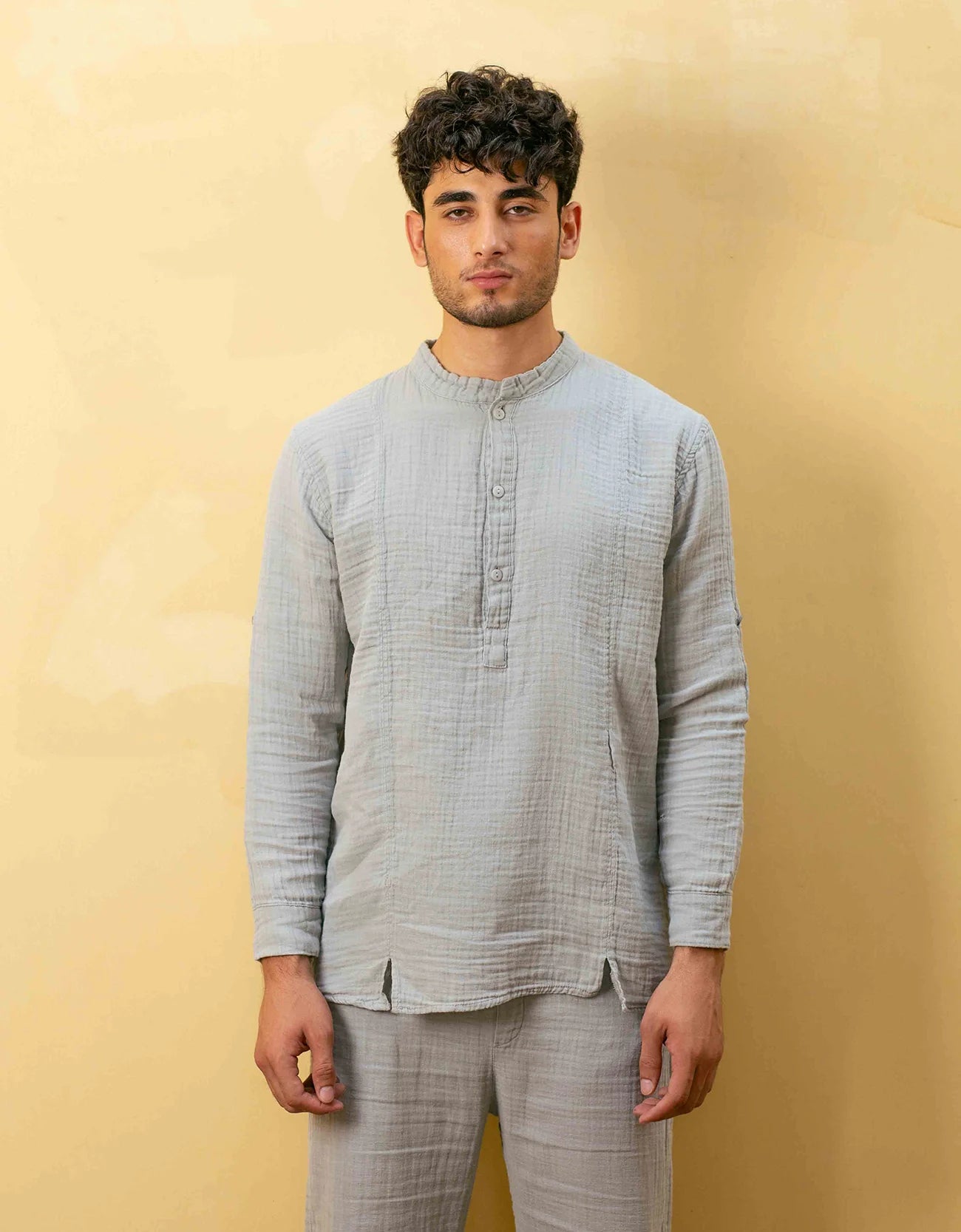 MANDARIN COLLAR MUSLIN SHIRT