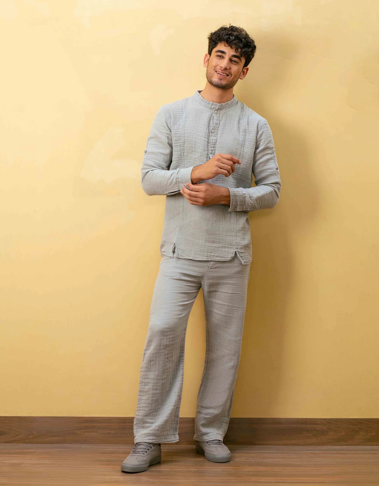 MANDARIN COLLAR MUSLIN SHIRT