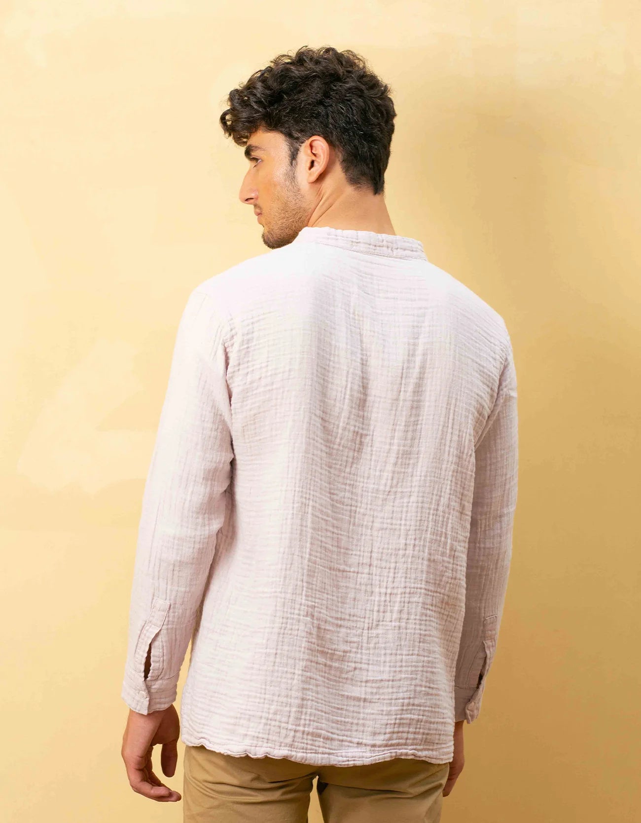 MUSLIN MANDARIN COLLAR SHIRT