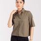 CROPPED PATCH POCKET SHIRT