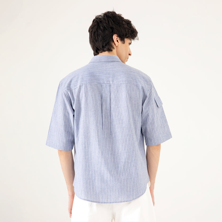 STRIPED PATCH POCKET SHIRT