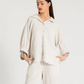 LINEN BATWING COLLARED SHIRT WITH TROUSER