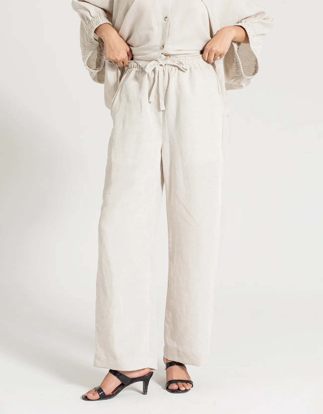 LINEN BATWING COLLARED SHIRT WITH TROUSER