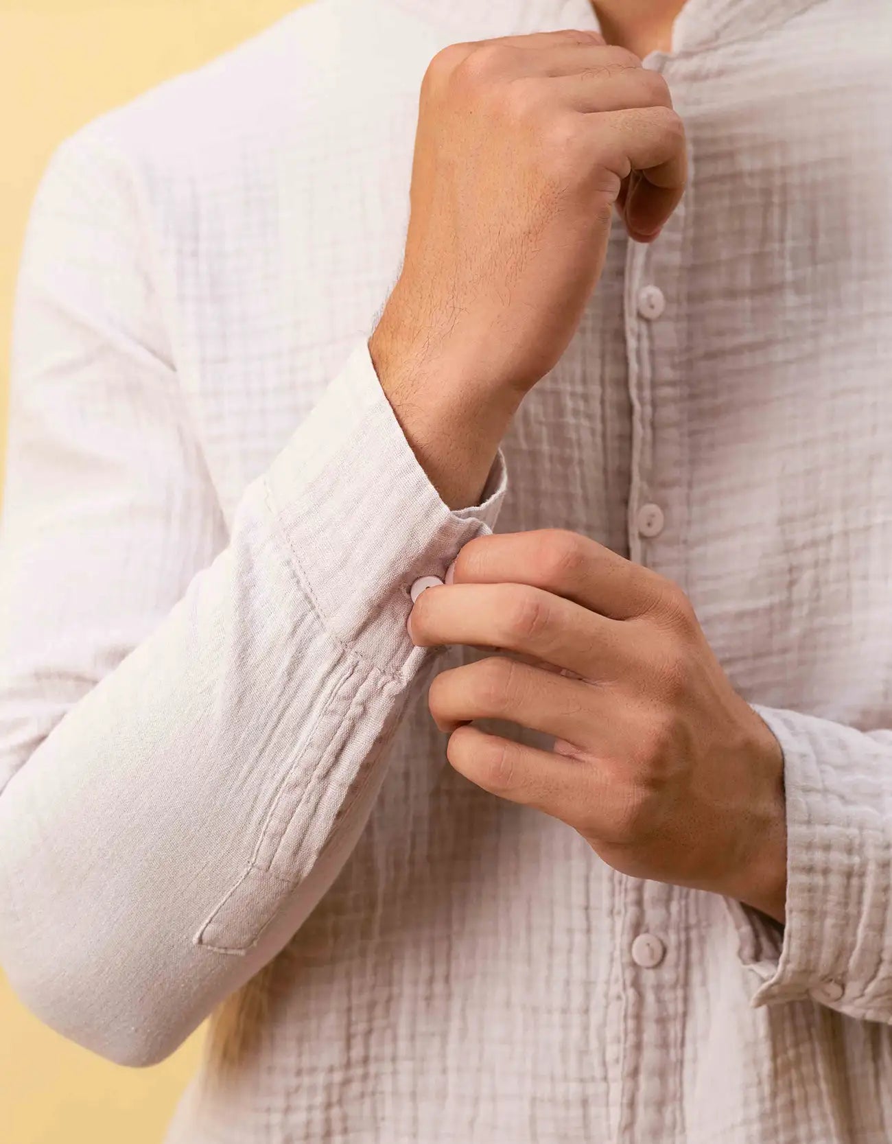 MUSLIN MANDARIN COLLAR SHIRT