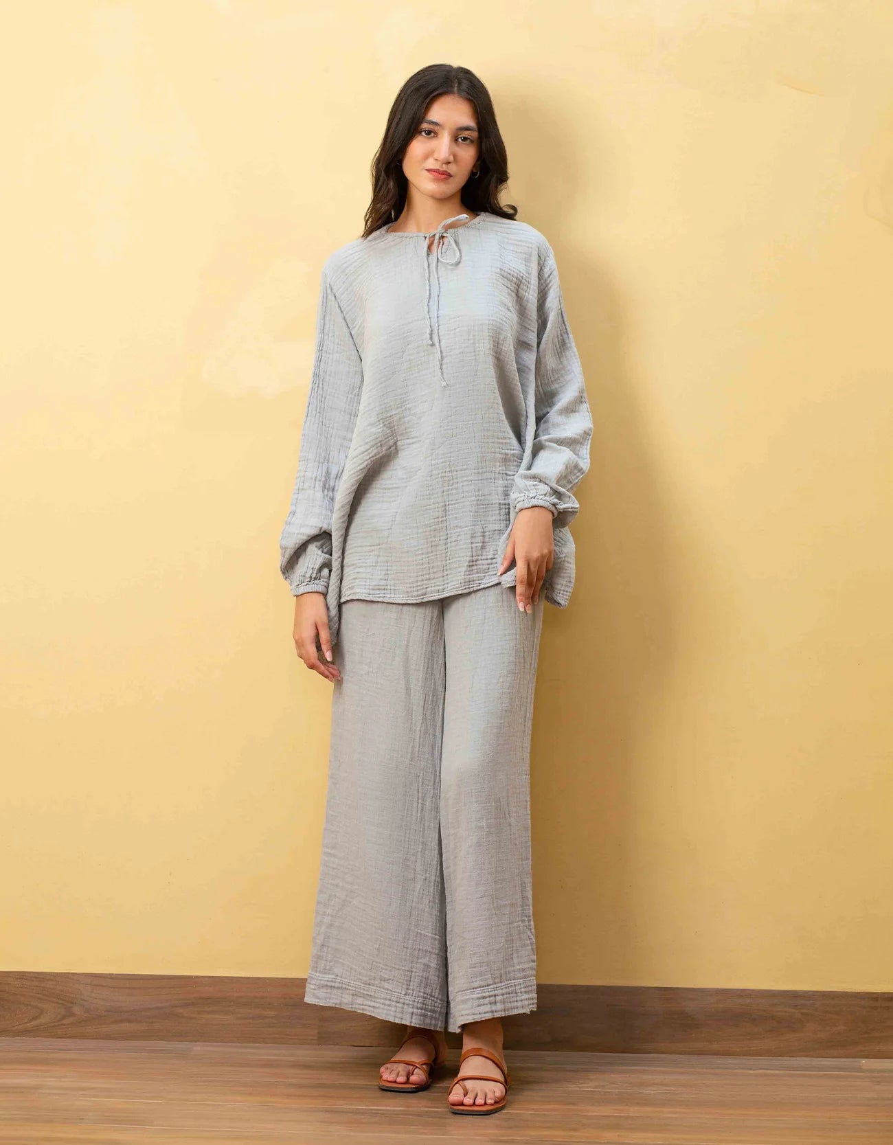 MUSLIN FLARED A-LINE TOP