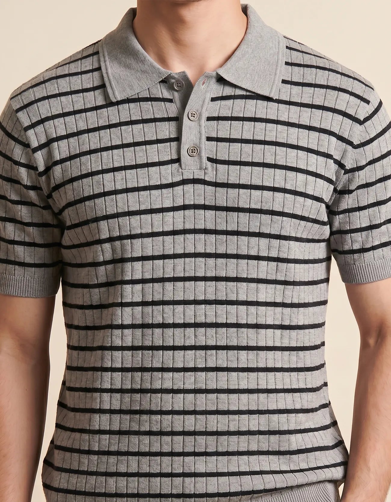 MEN'S STRIPED KNIT POLO