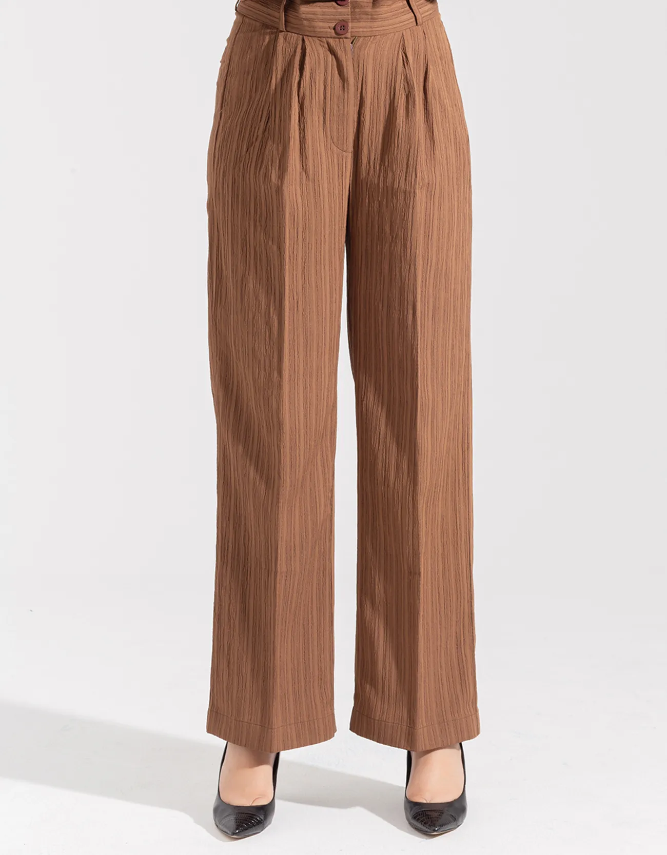 TEXTURED WIDE LEG PANTS