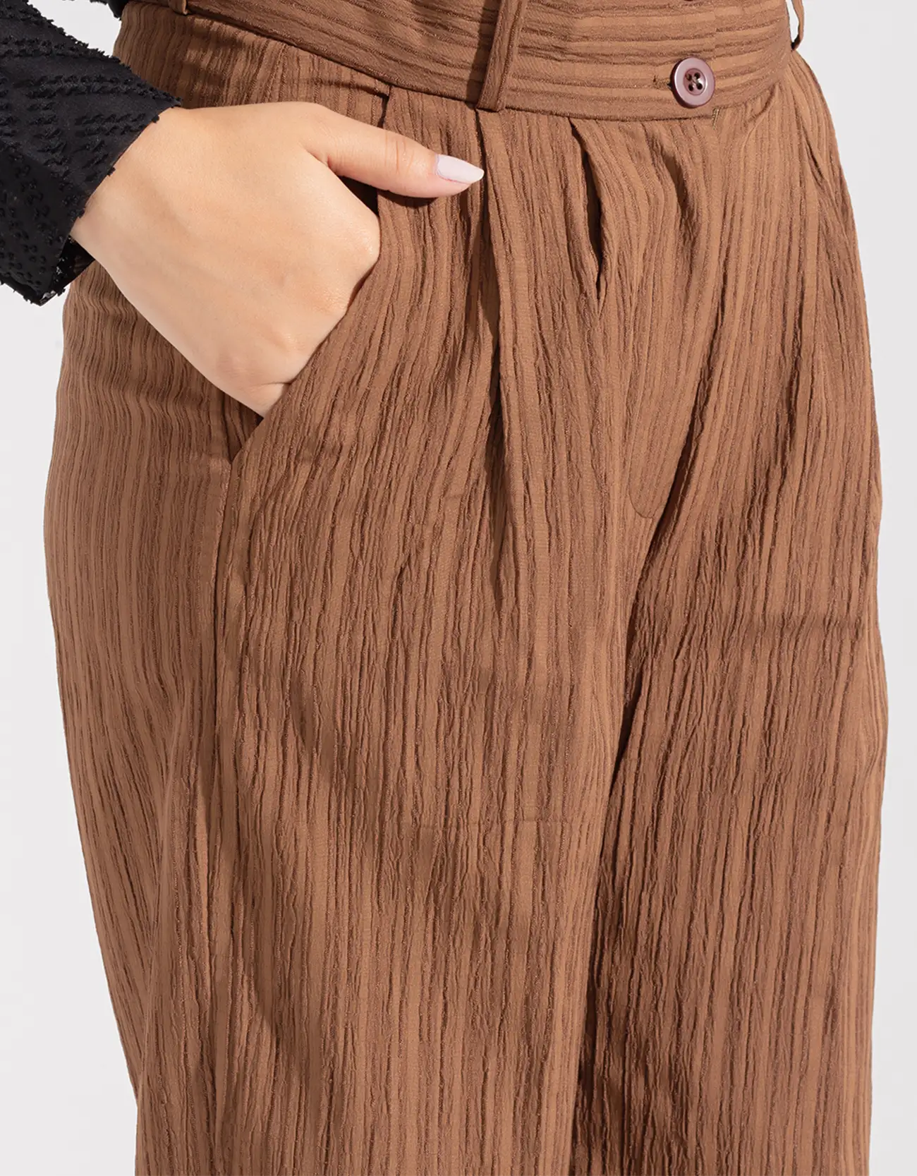 TEXTURED WIDE LEG PANTS