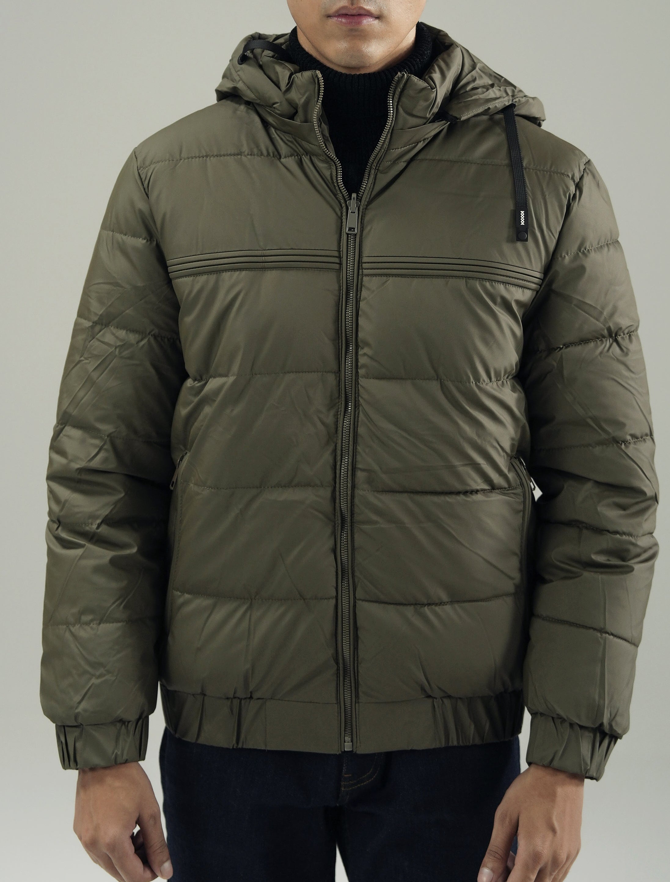 HOODED YOKE DETAIL PUFFER