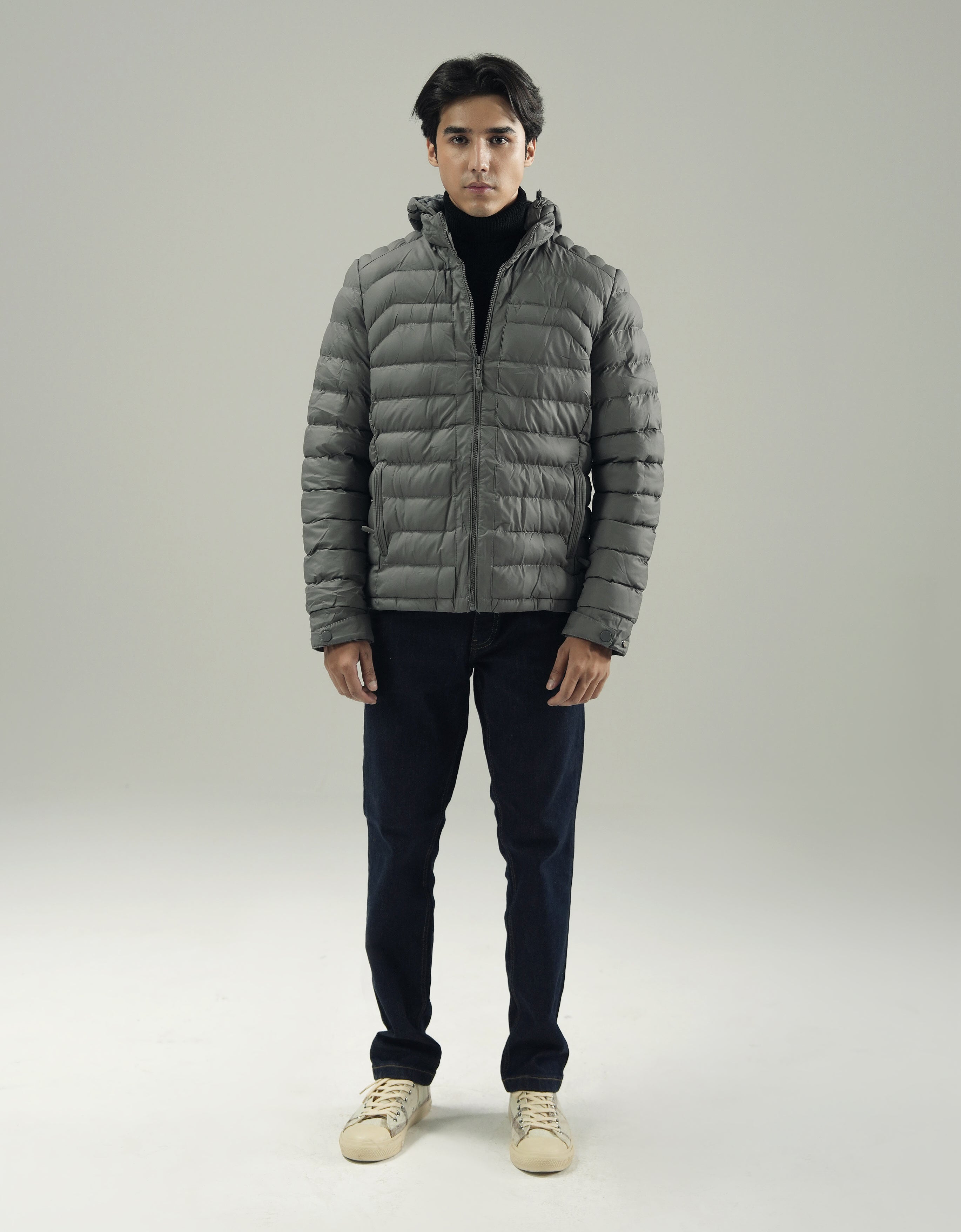 PANELED HOODED PUFFER