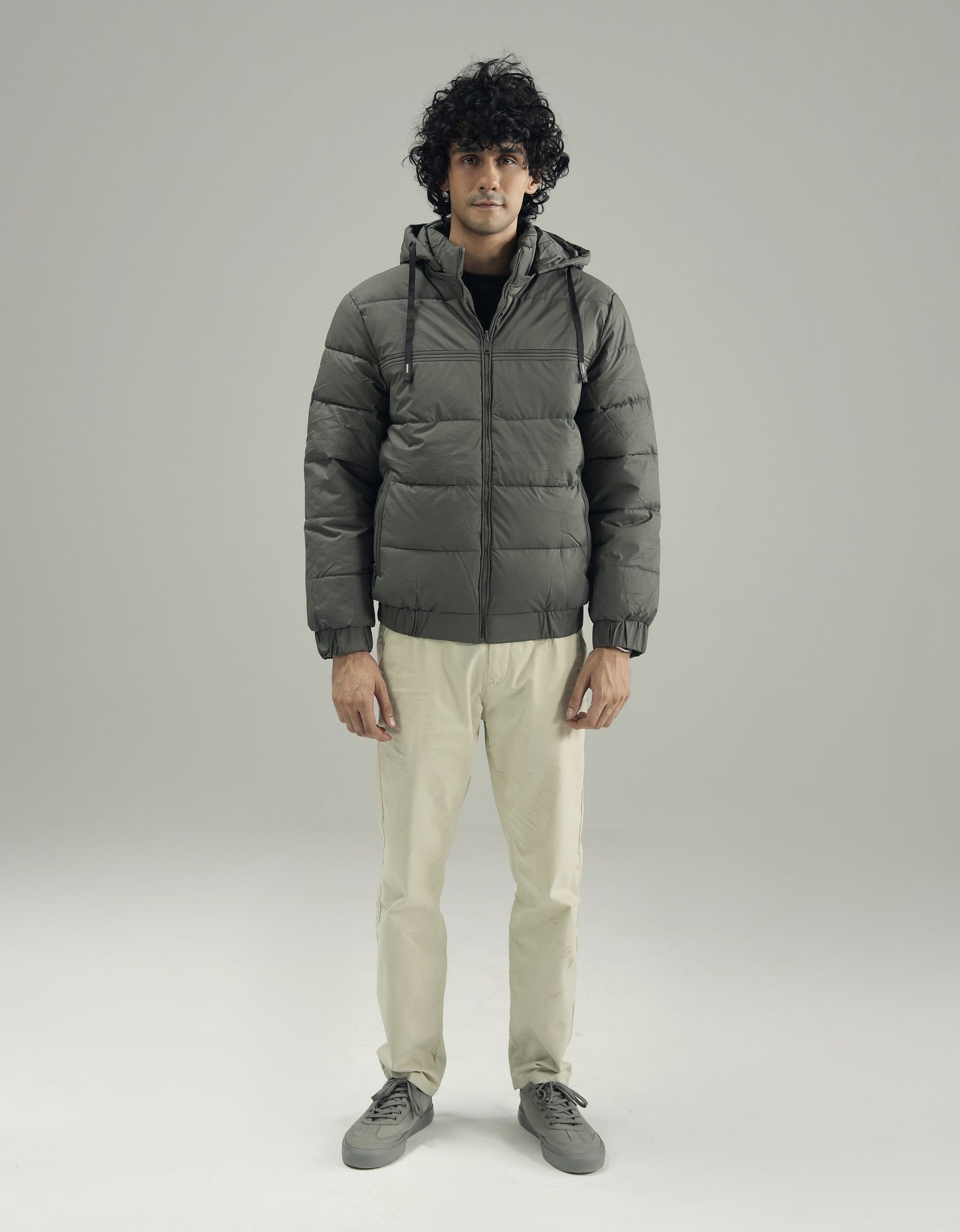 WINDPROOF HOODED PUFFER