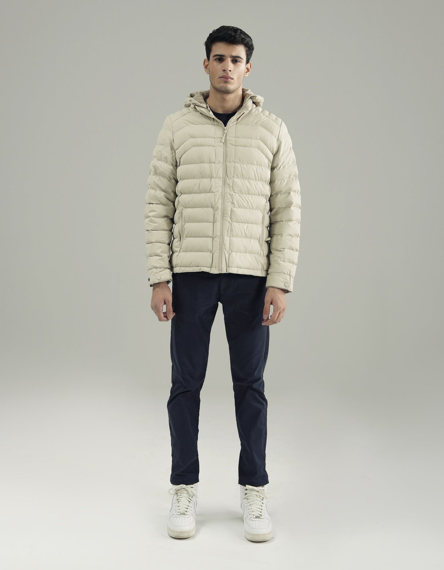 PANELED HOODED PUFFER