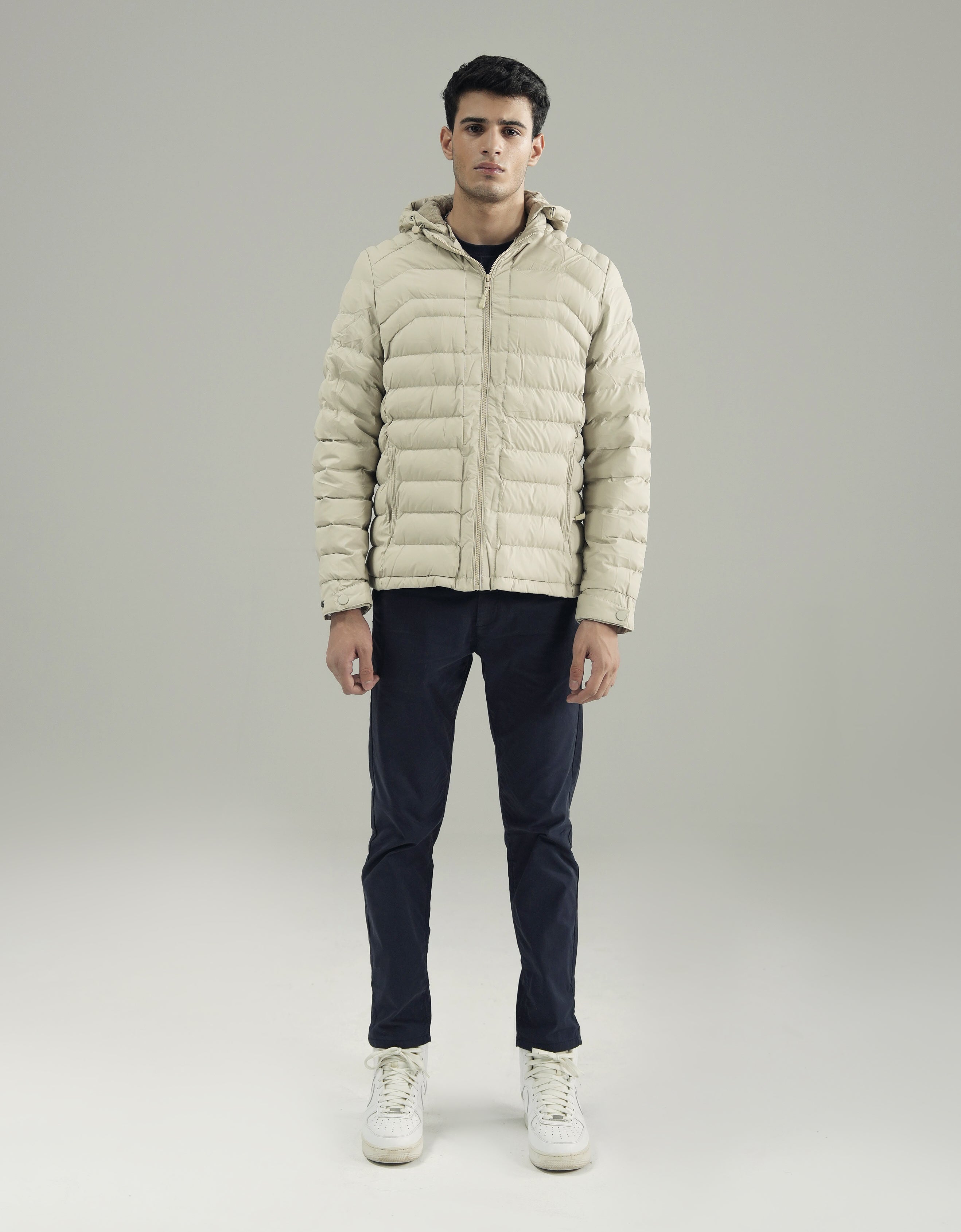 PANELED HOODED PUFFER