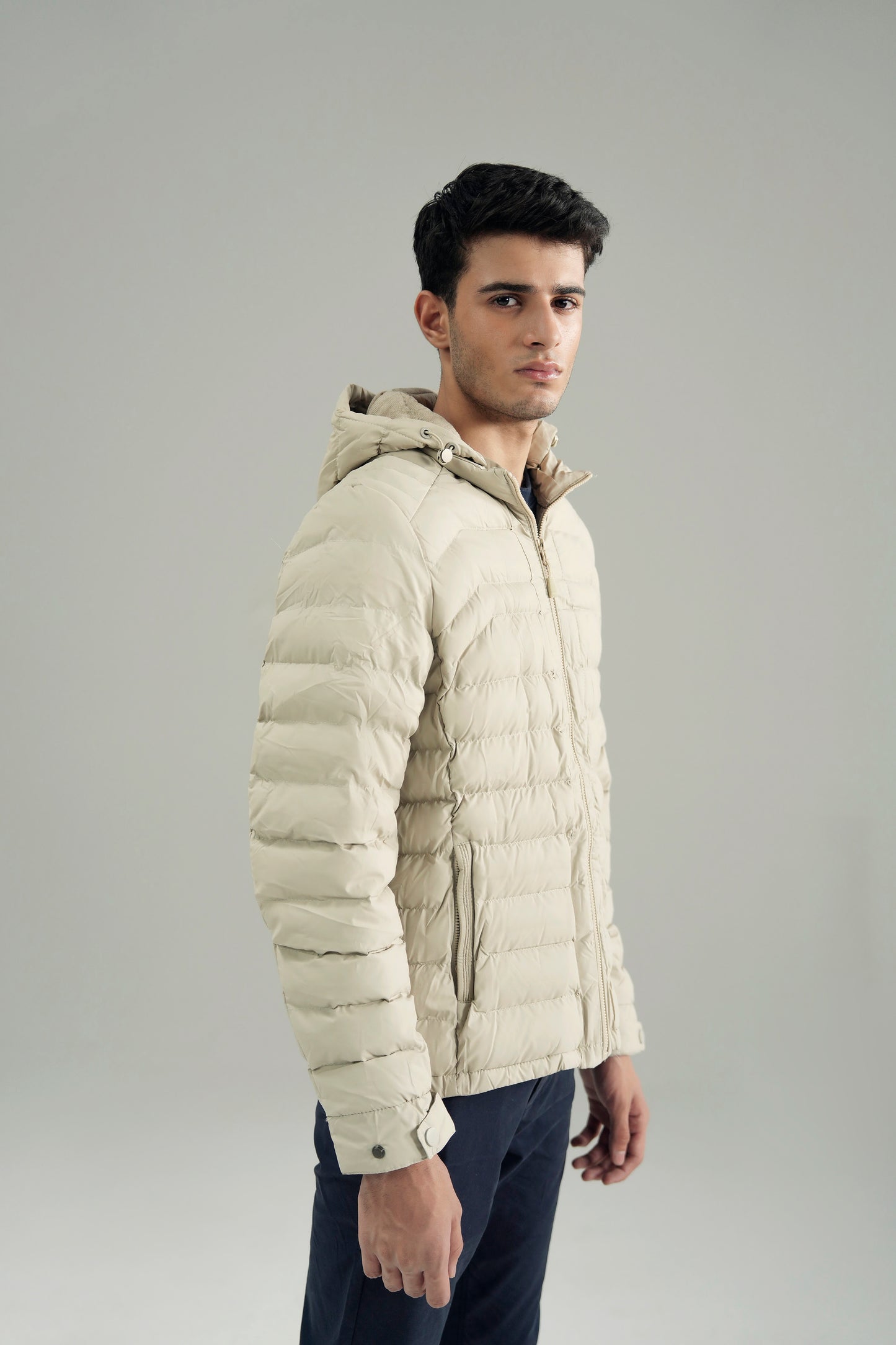 PANELED HOODED PUFFER