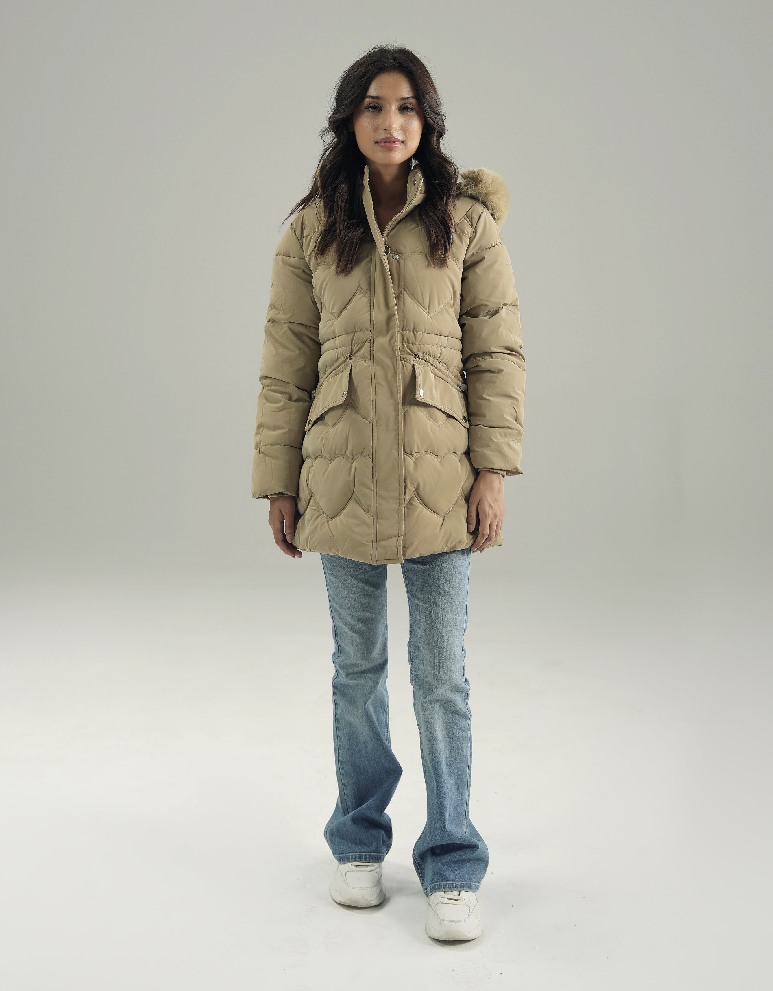 HOODED WIND-PROOF PUFFER