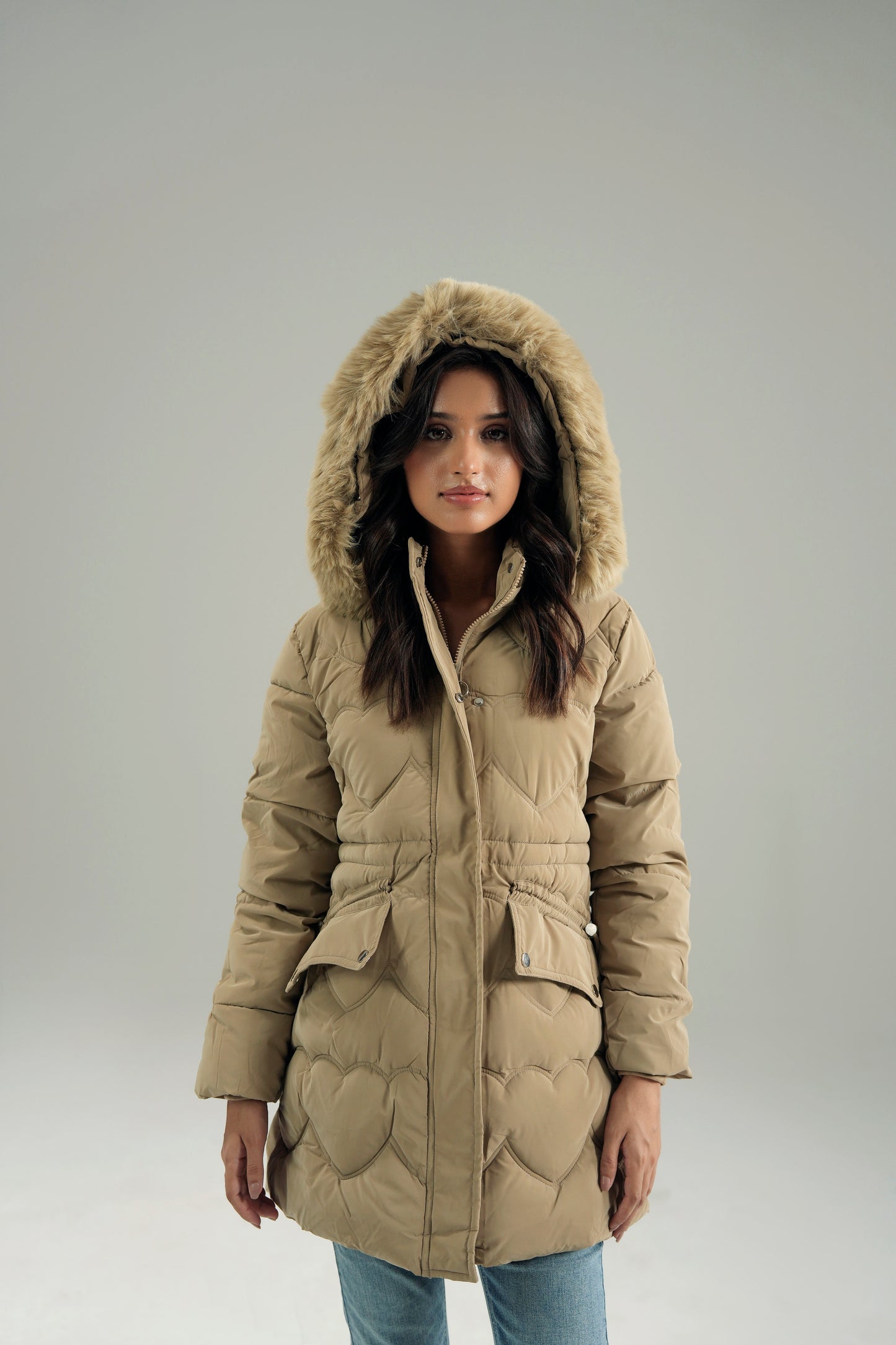 HOODED WIND-PROOF PUFFER