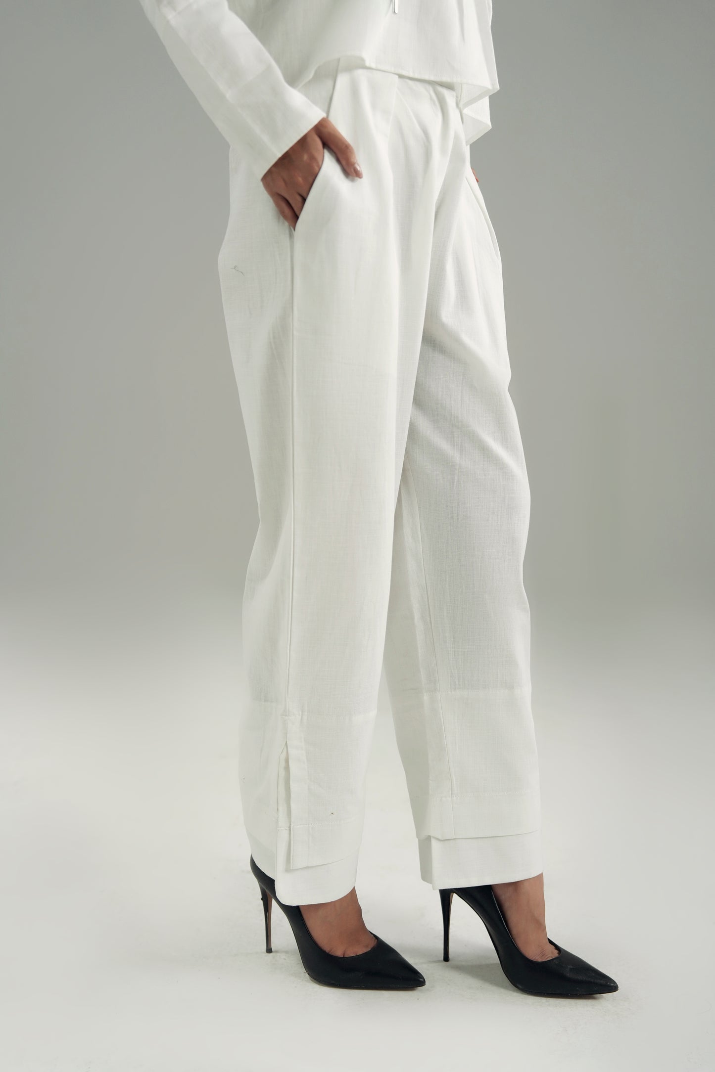LINEN DOUBLE CUFF BOTTOM PANT