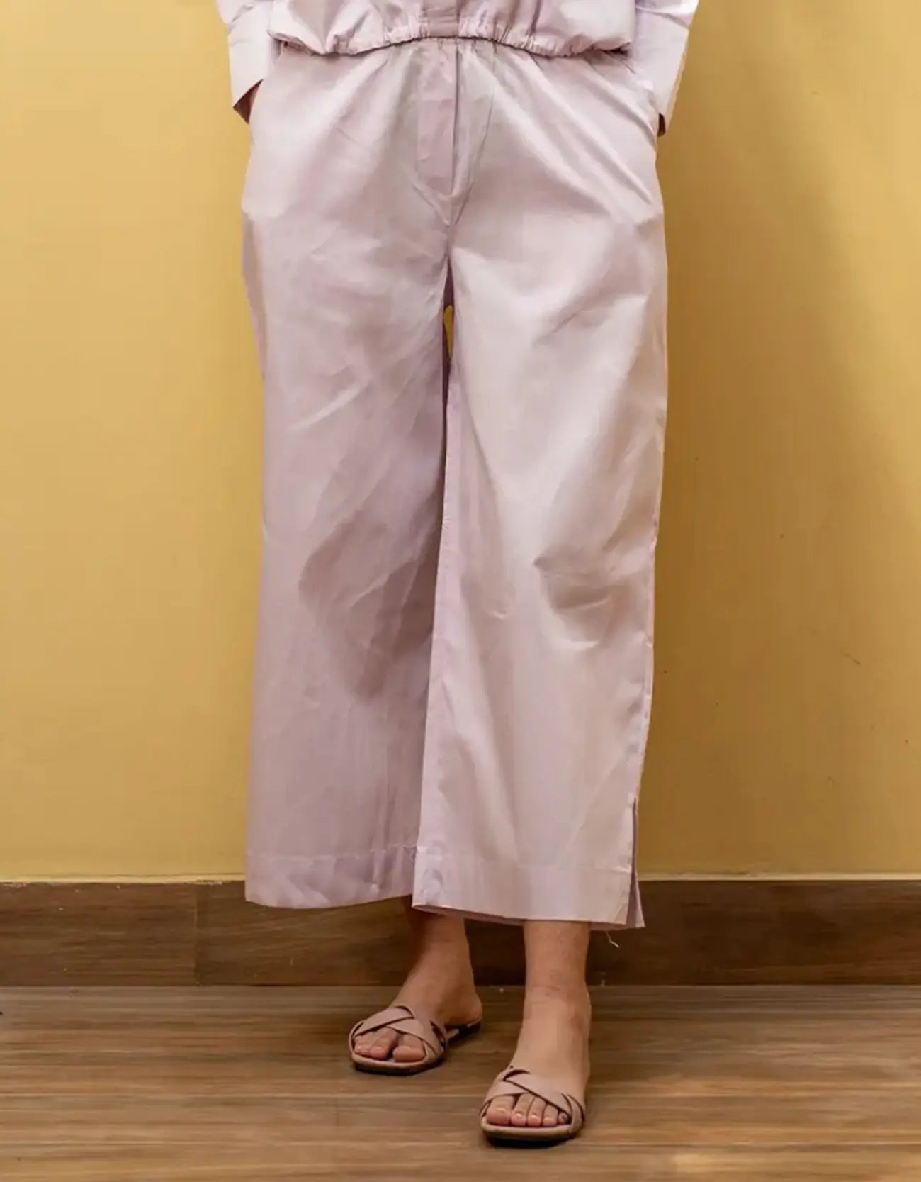 POPLIN WIDE LEG TROUSER