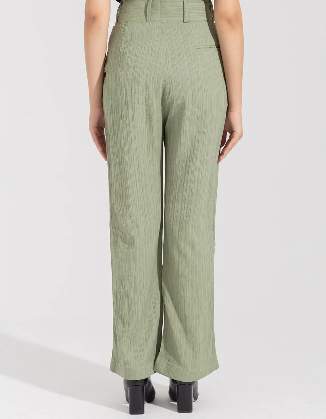 TEXTURED WIDE LEG PANTS