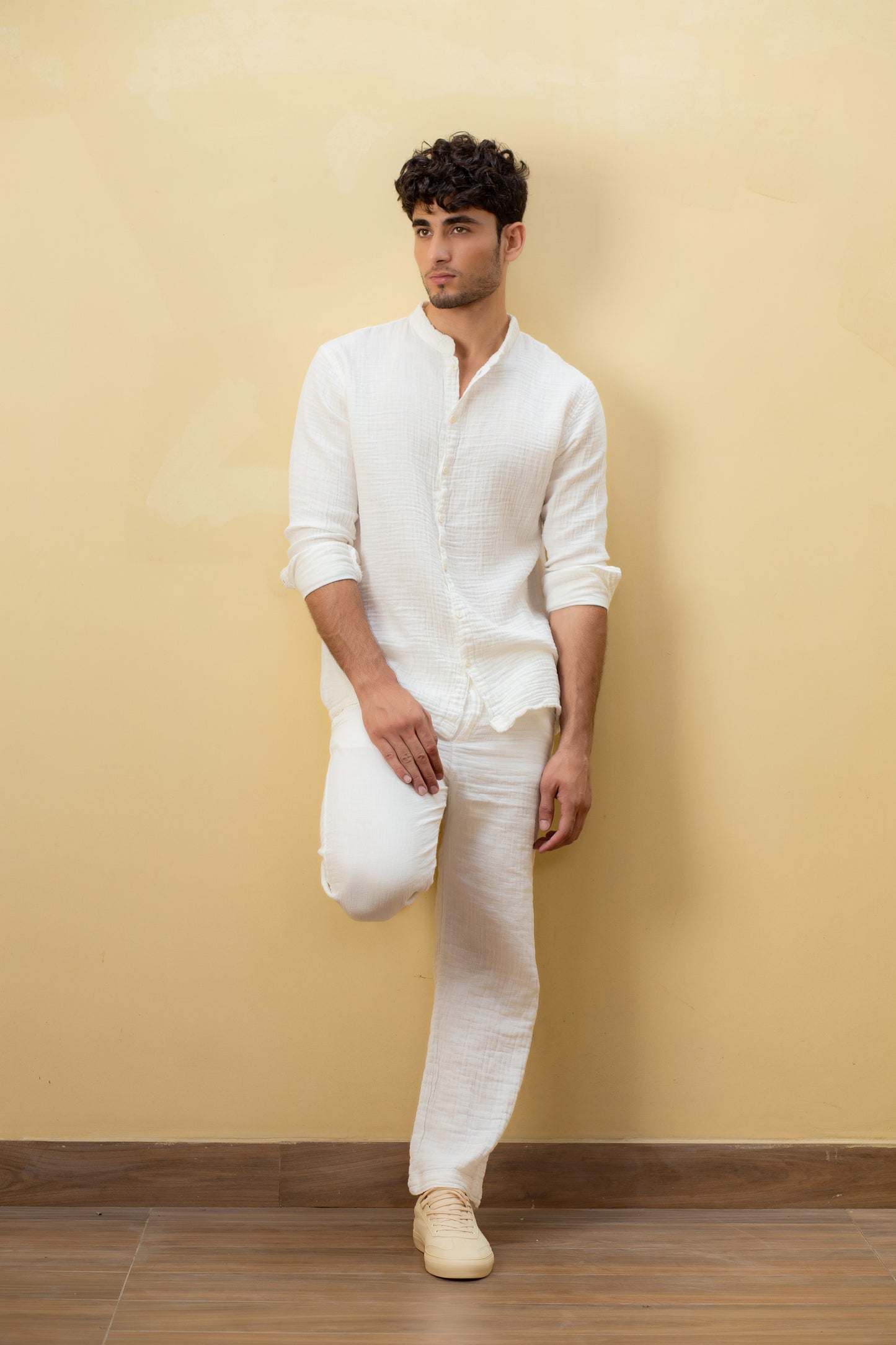 MUSLIN MANDARIAN COLLAR SHIRT