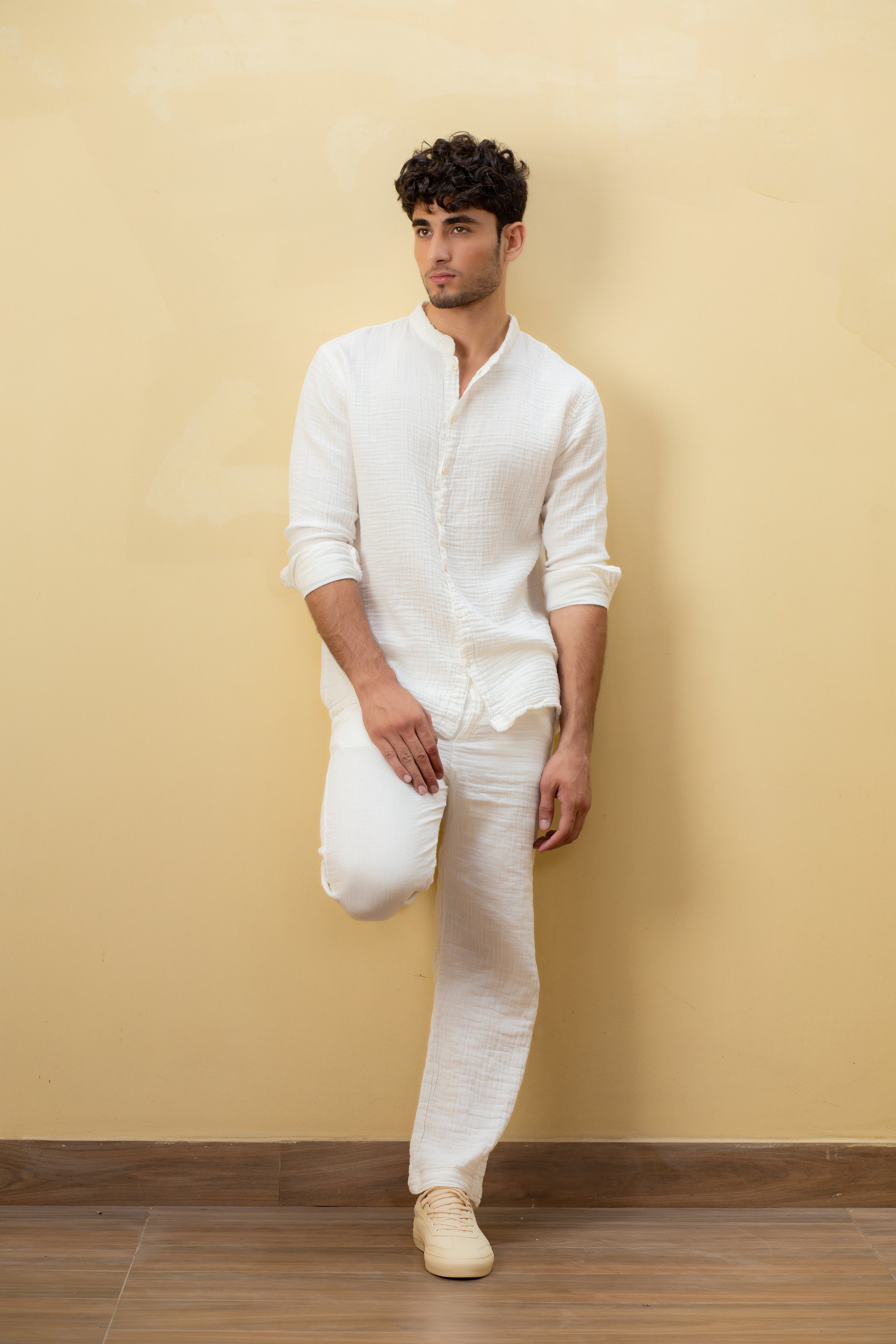 MUSLIN MANDARIAN COLLAR SHIRT