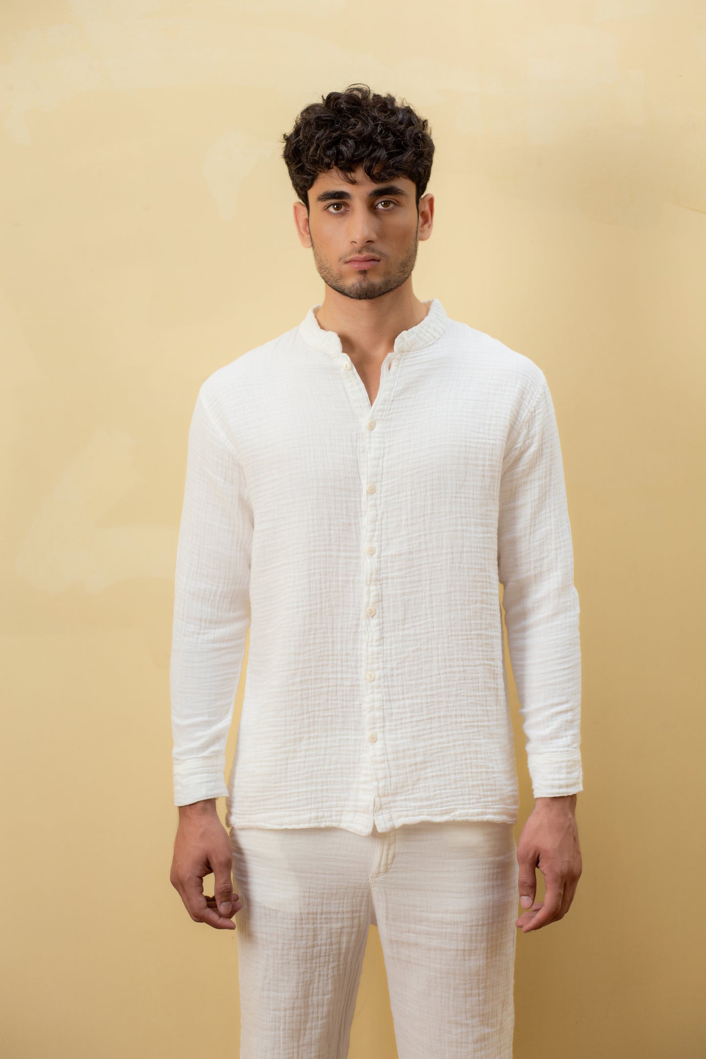 MUSLIN MANDARIAN COLLAR SHIRT