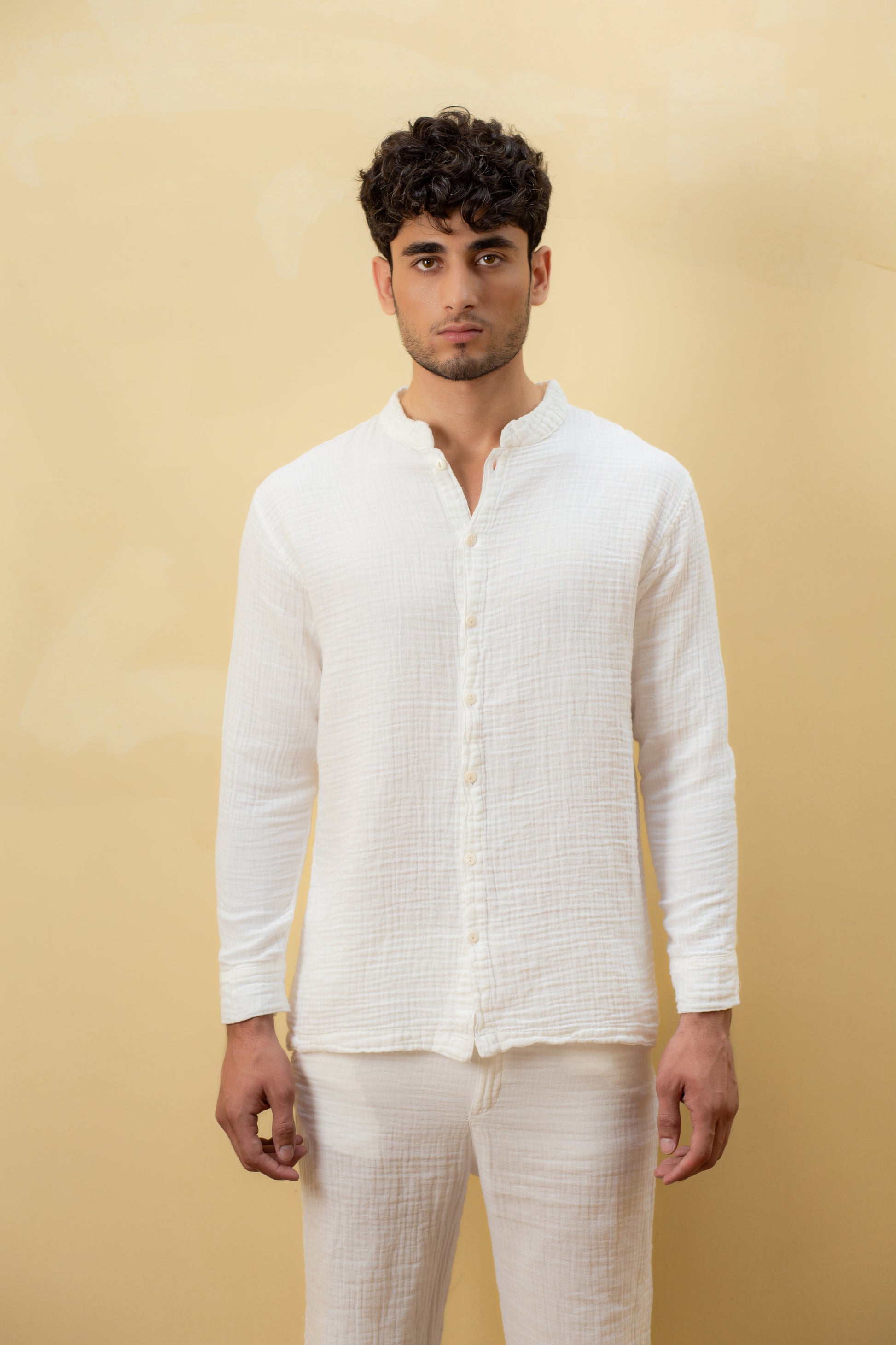 MUSLIN MANDARIAN COLLAR SHIRT