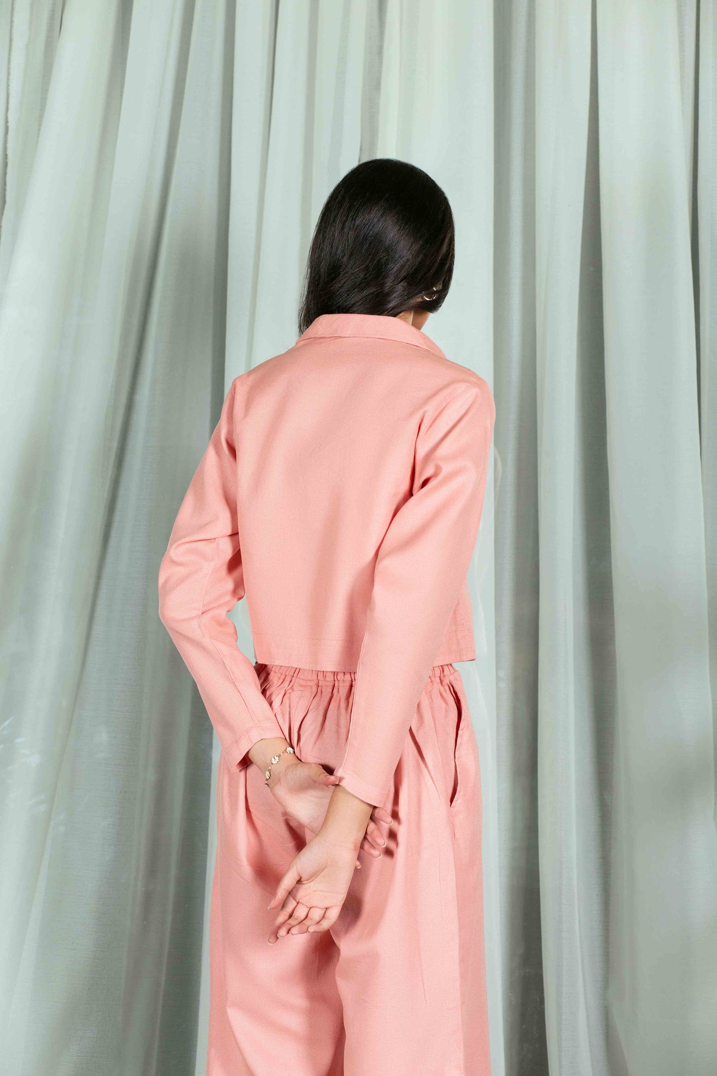 JACQUARD CROPPED SHIRT WITH FLAP POCKETS