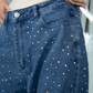 RHINESTONE WIDE LEG JEANS