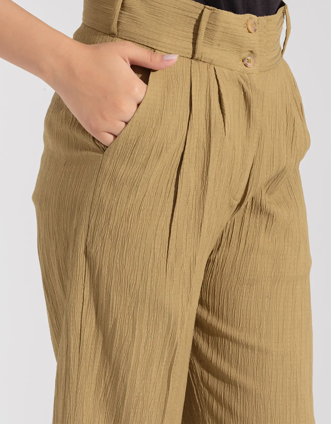 TEXTURED WIDE LEG PANTS