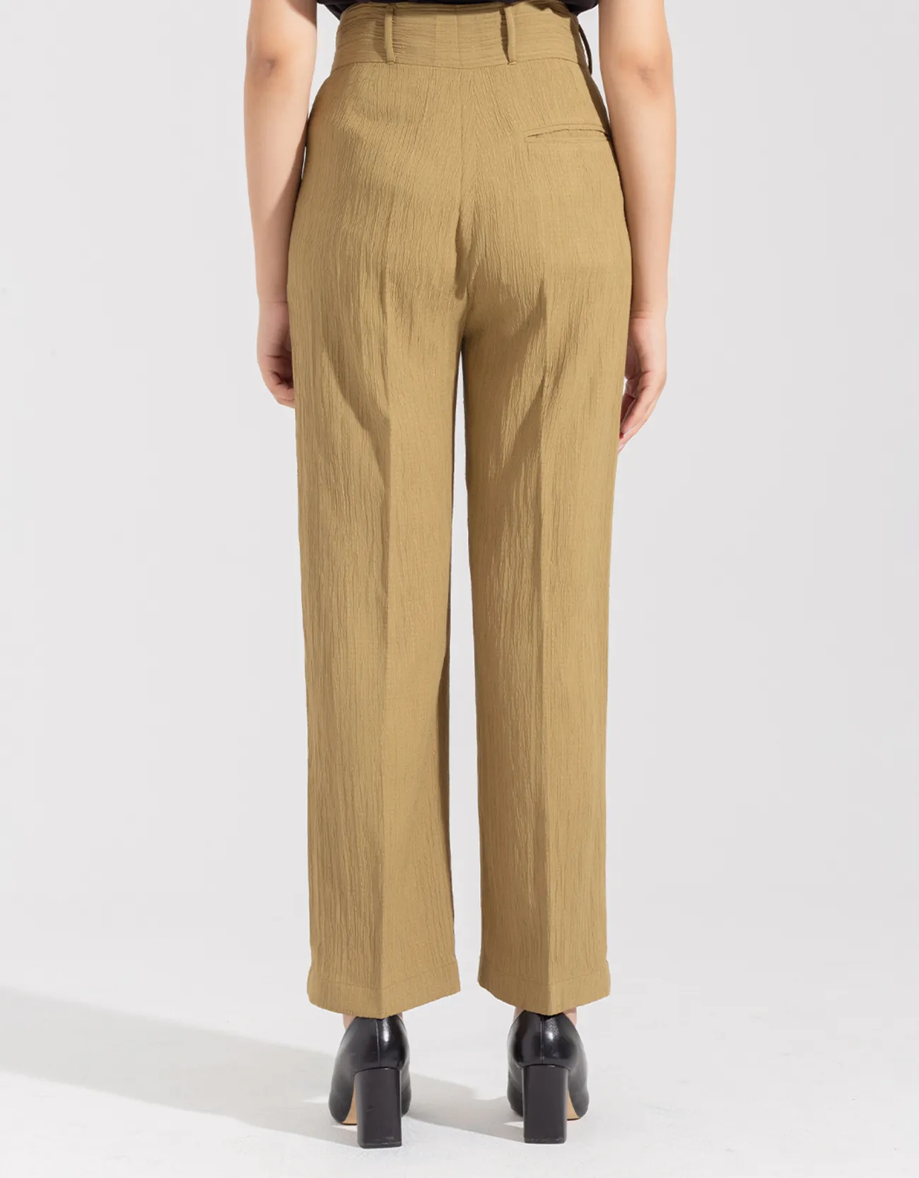 TEXTURED WIDE LEG PANTS