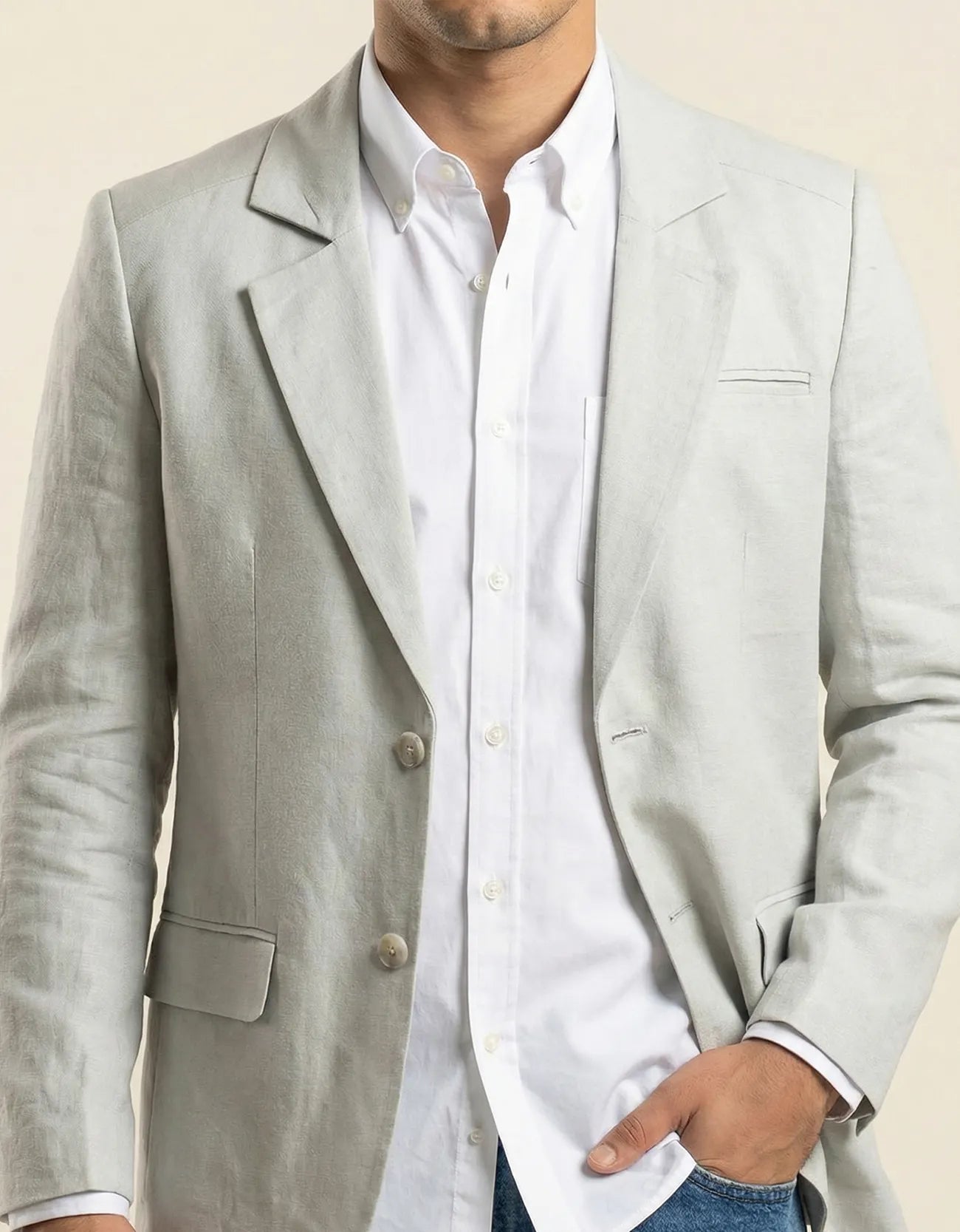 LINEN FLAP POCKET BLAZER