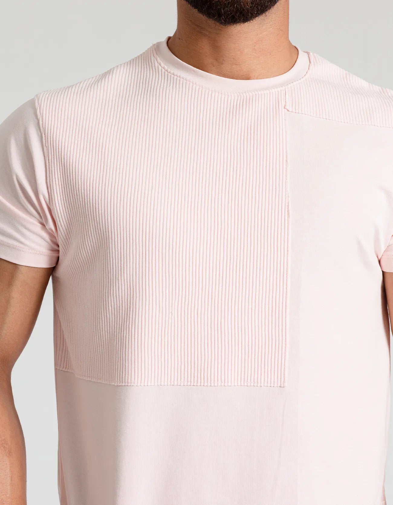 TEXTURED PANELLED T-SHIRT