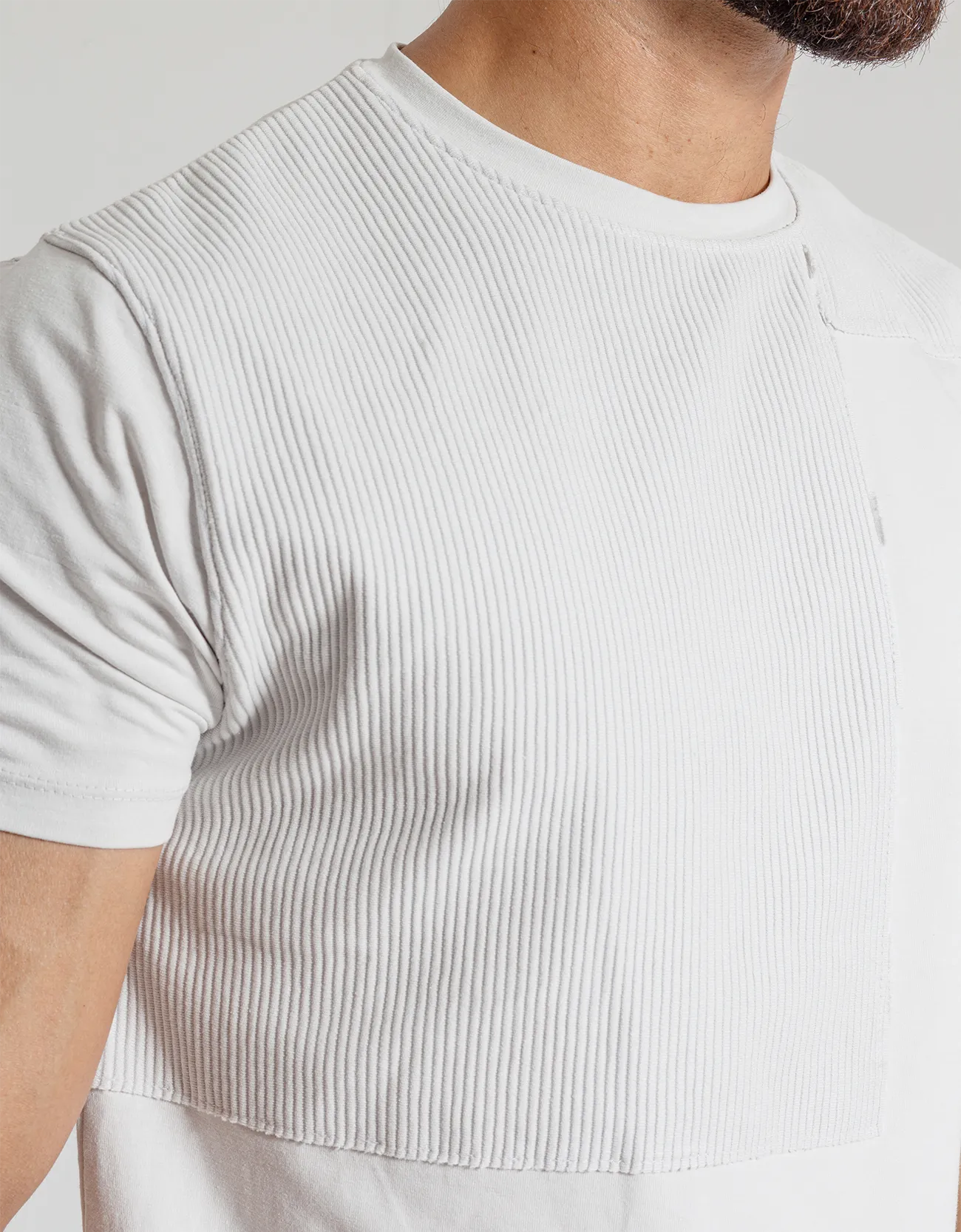 TEXTURED PANELLED T-SHIRT
