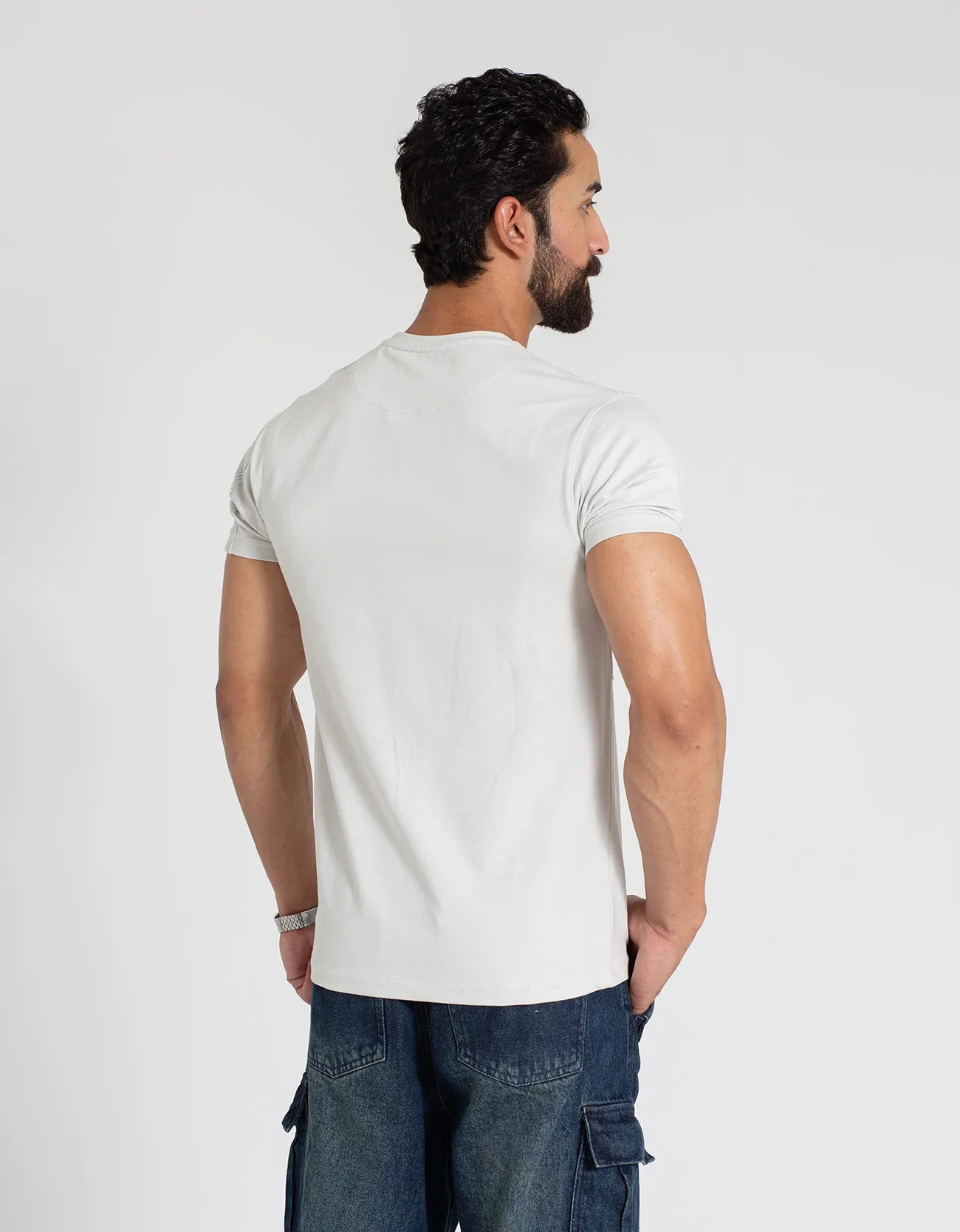TEXTURED PANELLED T-SHIRT