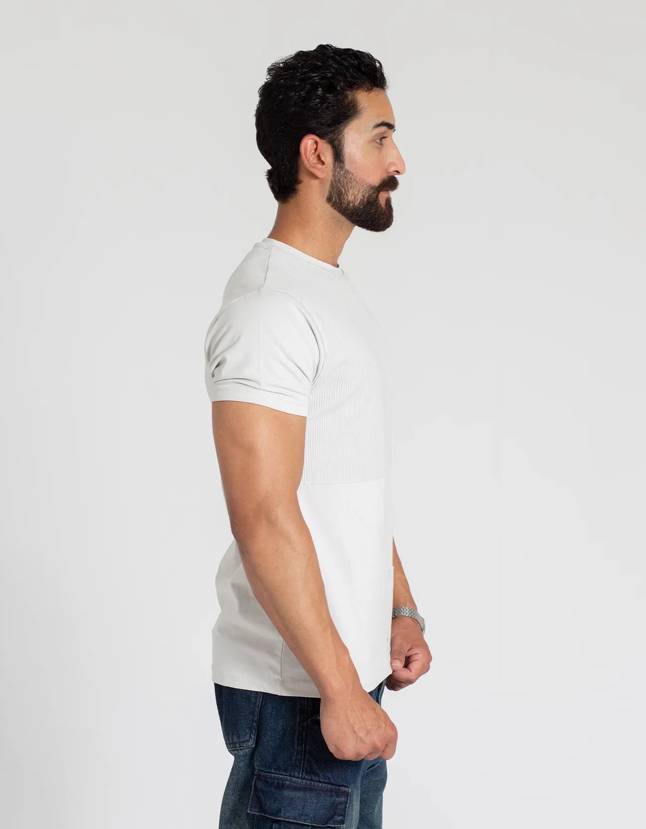 TEXTURED PANELLED T-SHIRT