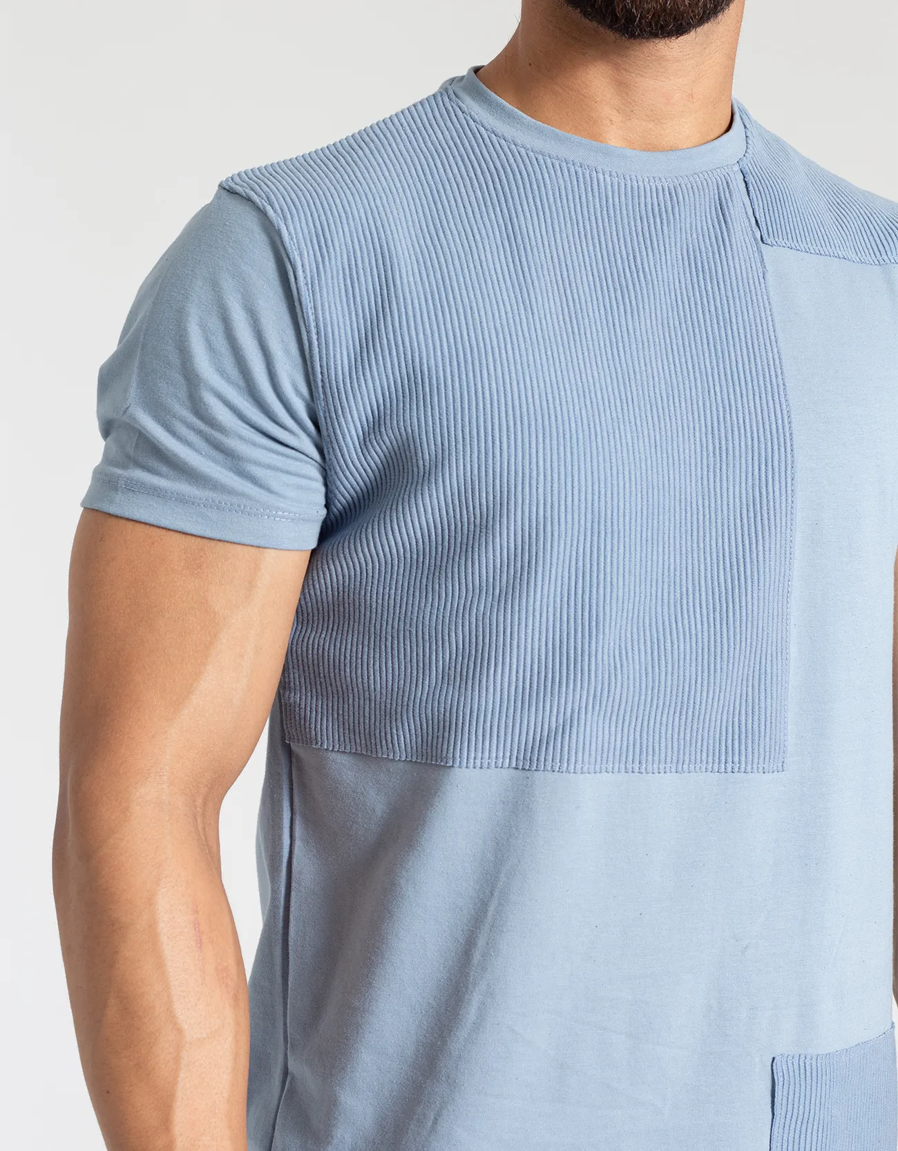 TEXTURED PANELLED T-SHIRT