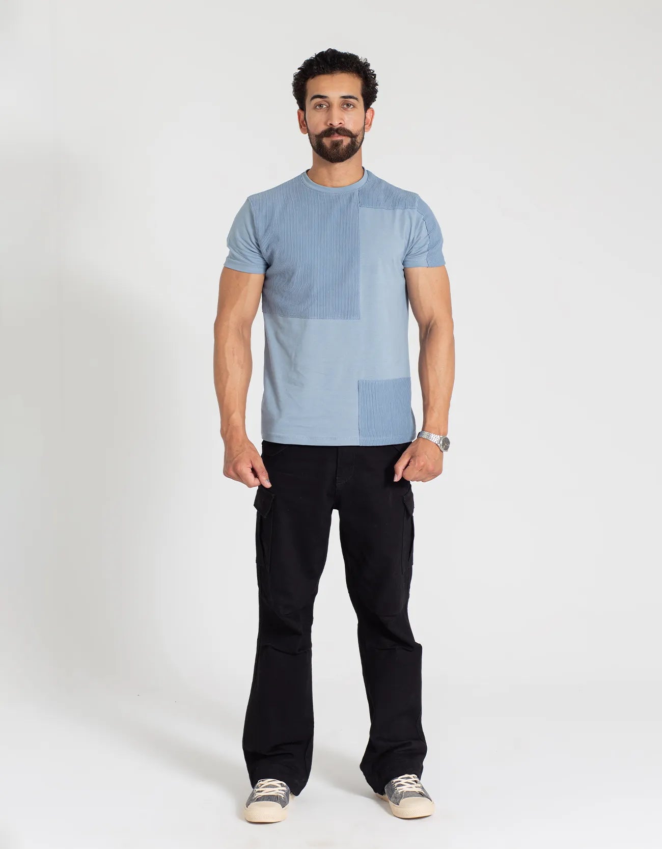TEXTURED PANELLED T-SHIRT