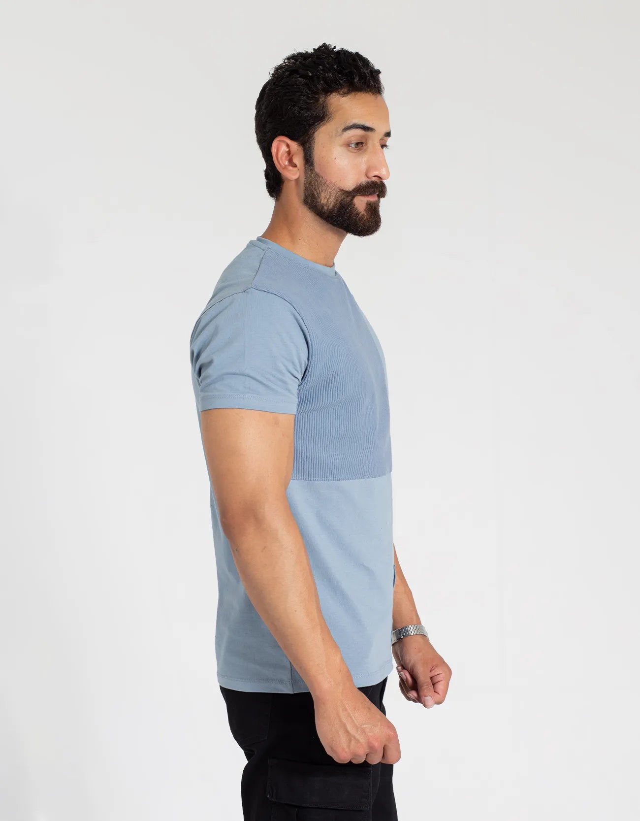 TEXTURED PANELLED T-SHIRT