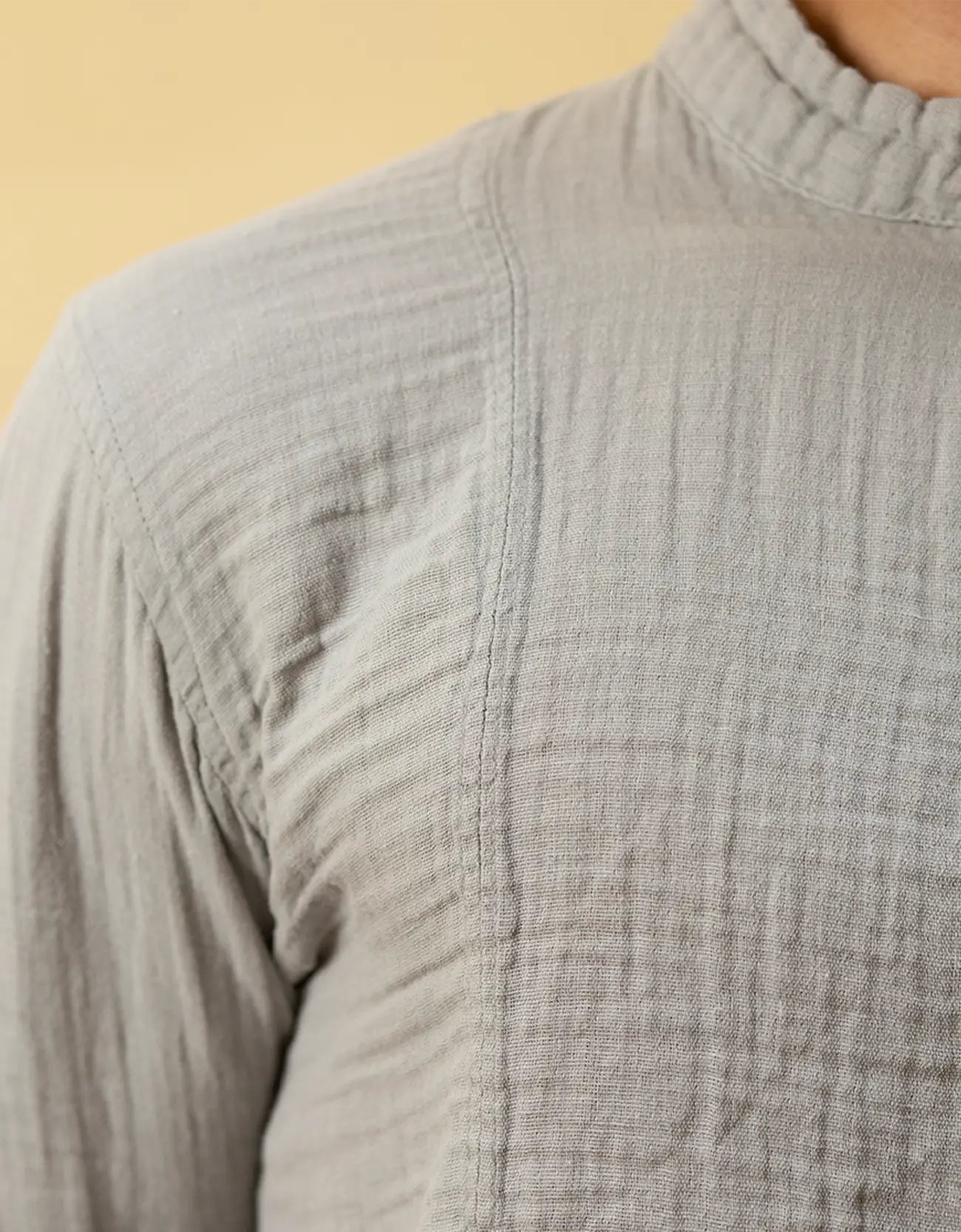 MUSLIN MANDARIN COLLAR SHIRT