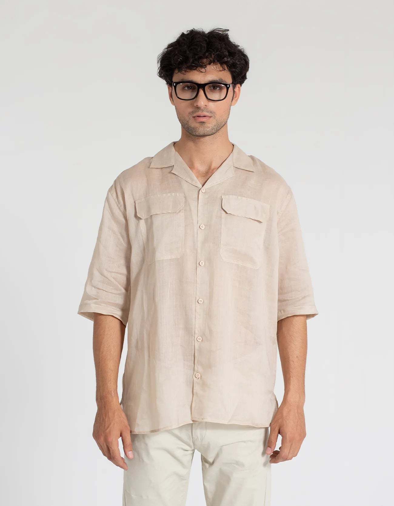 LINEN FLAP POCKET SHORT SLEEVES SHIRT