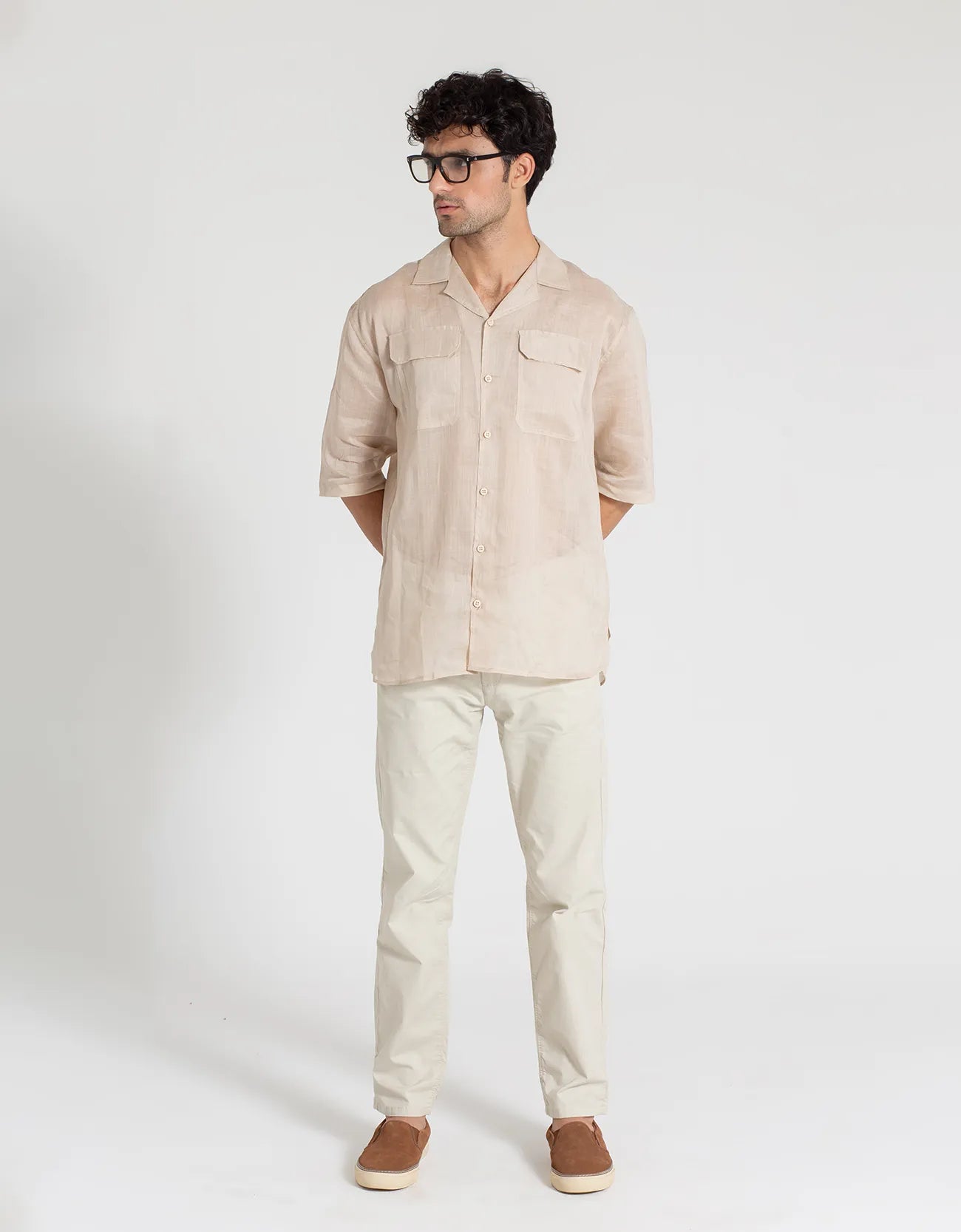 LINEN FLAP POCKET SHORT SLEEVES SHIRT