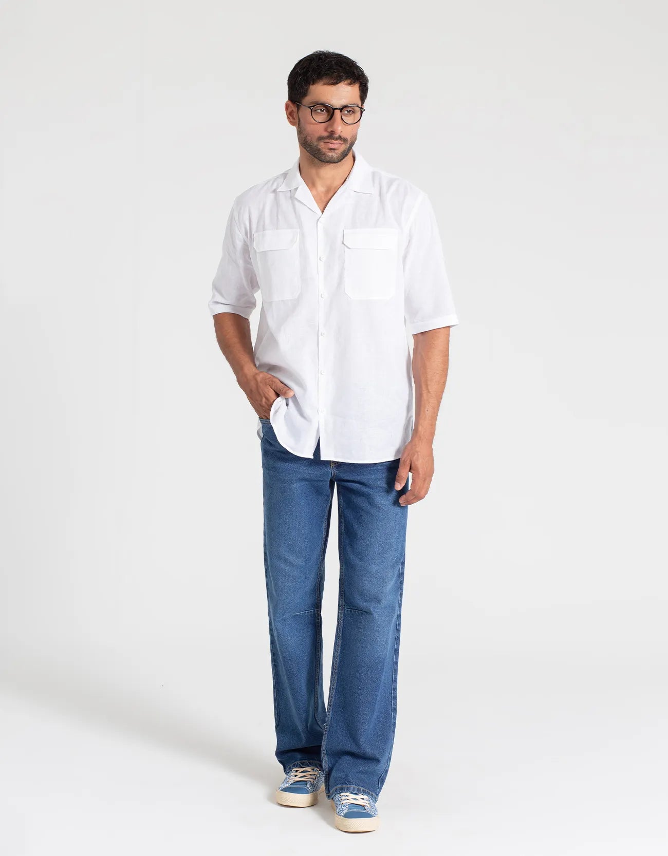 LINEN FLAP POCKET SHORT SLEEVES SHIRT