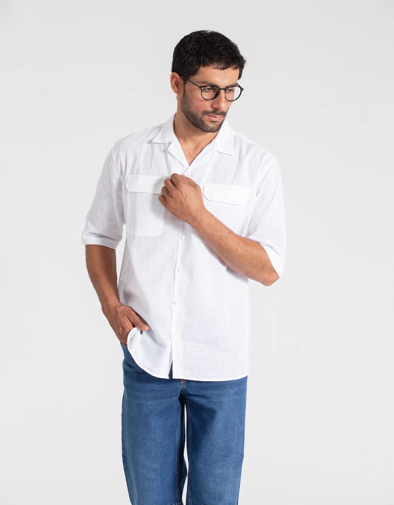 LINEN FLAP POCKET SHORT SLEEVES SHIRT