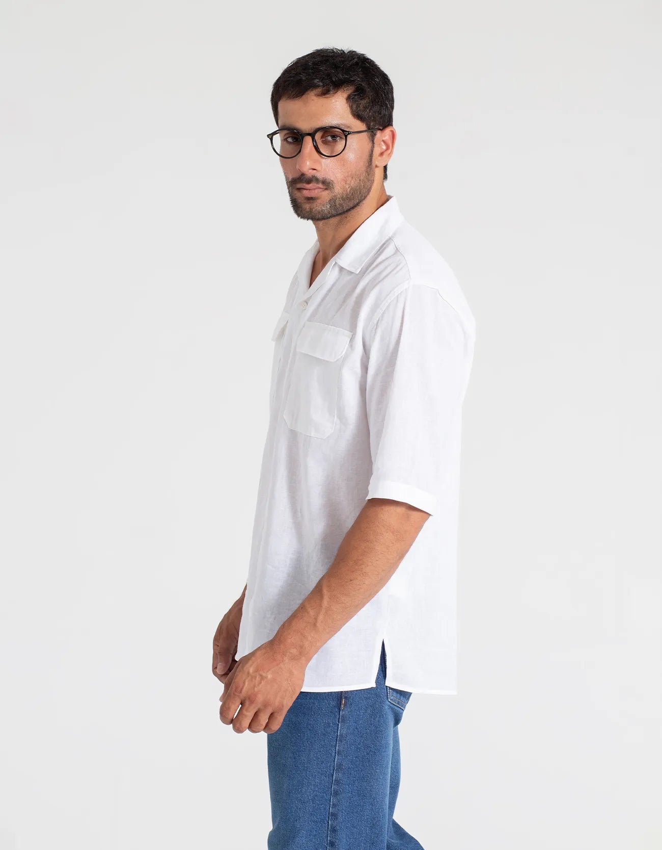 LINEN FLAP POCKET SHORT SLEEVES SHIRT
