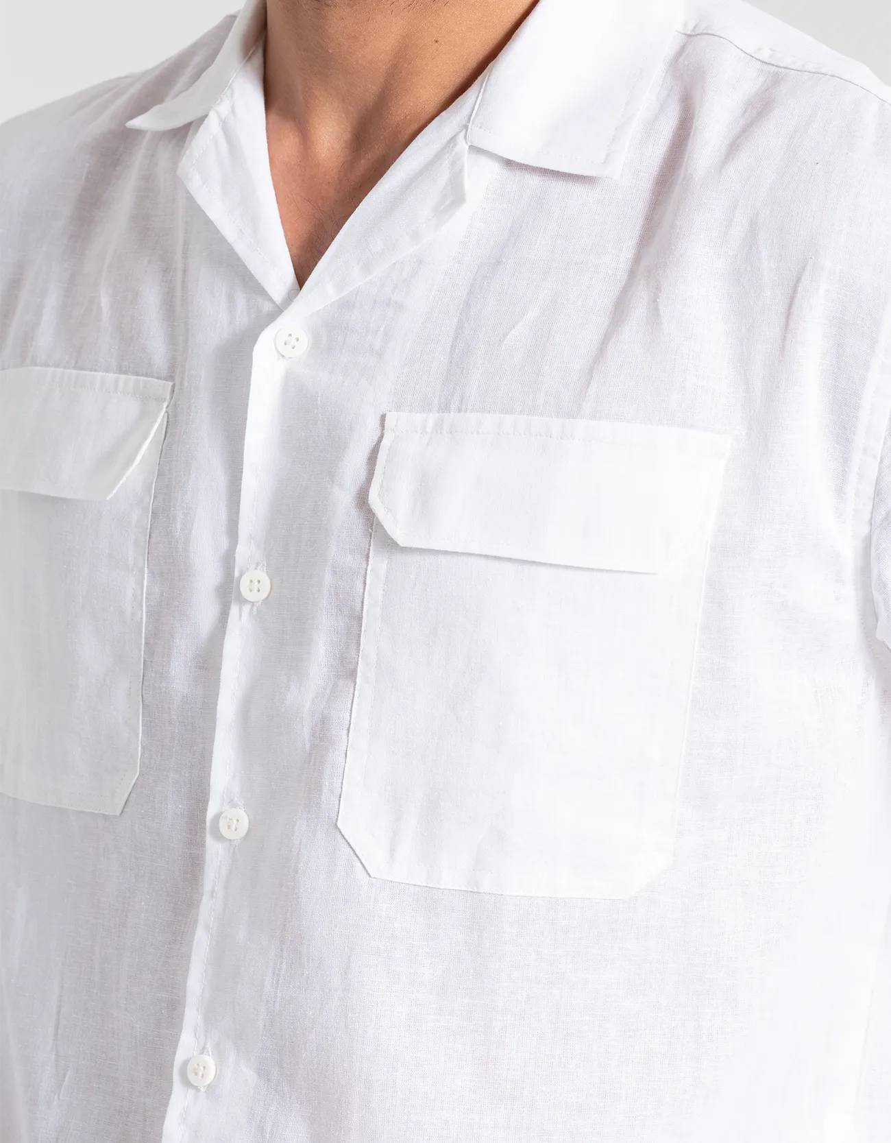 LINEN FLAP POCKET SHORT SLEEVES SHIRT