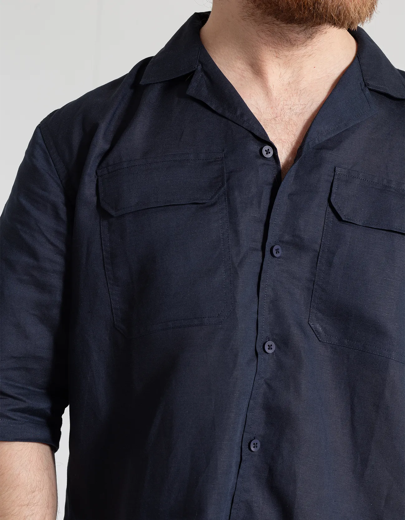 LINEN FLAP POCKET SHORT SLEEVES SHIRT
