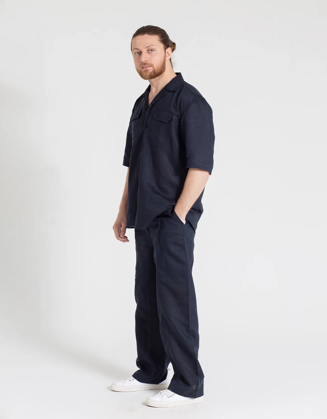 LINEN FLAP POCKET SHORT SLEEVES SHIRT